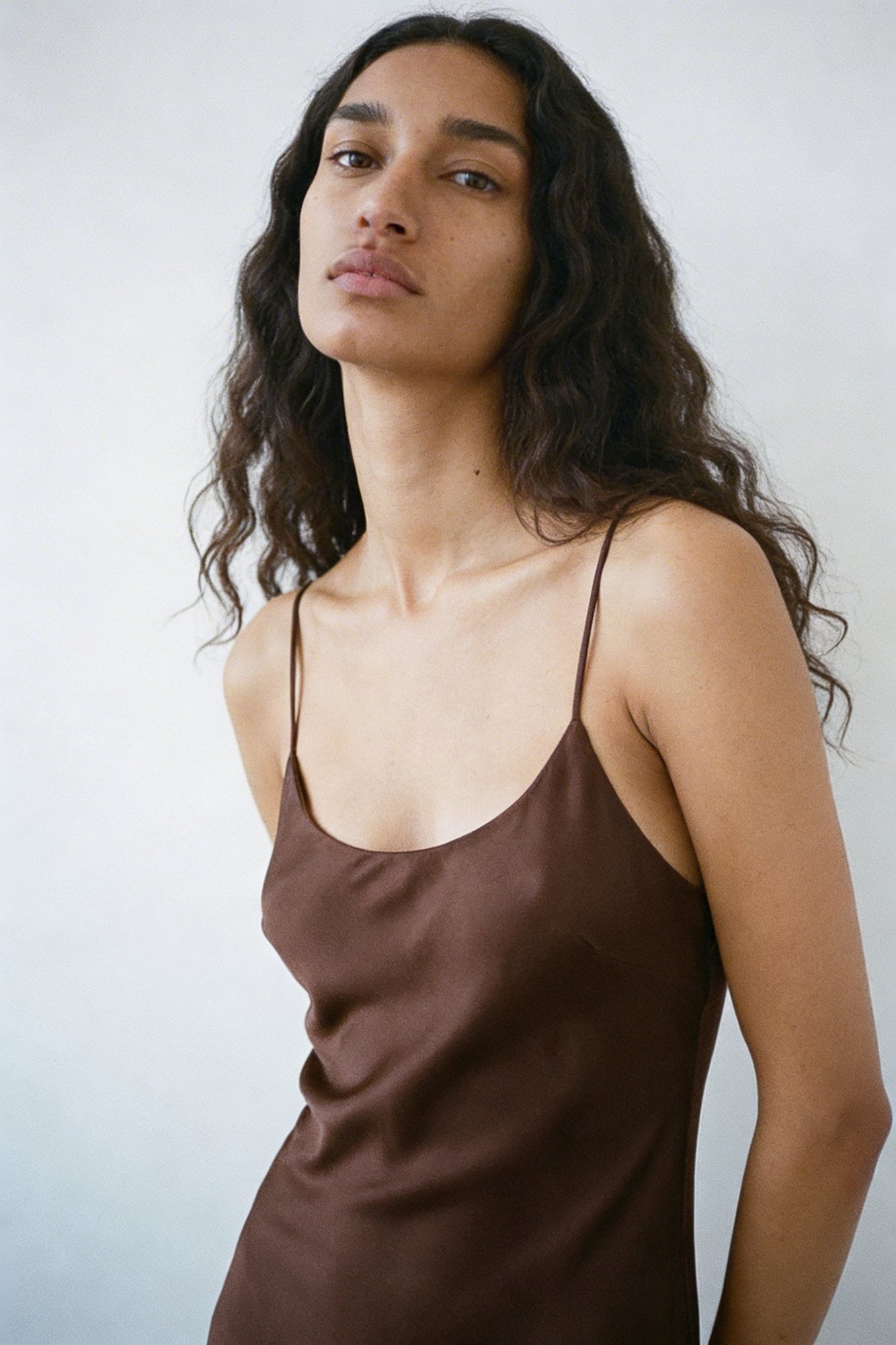 Backless Long Slip Dress - Walnut