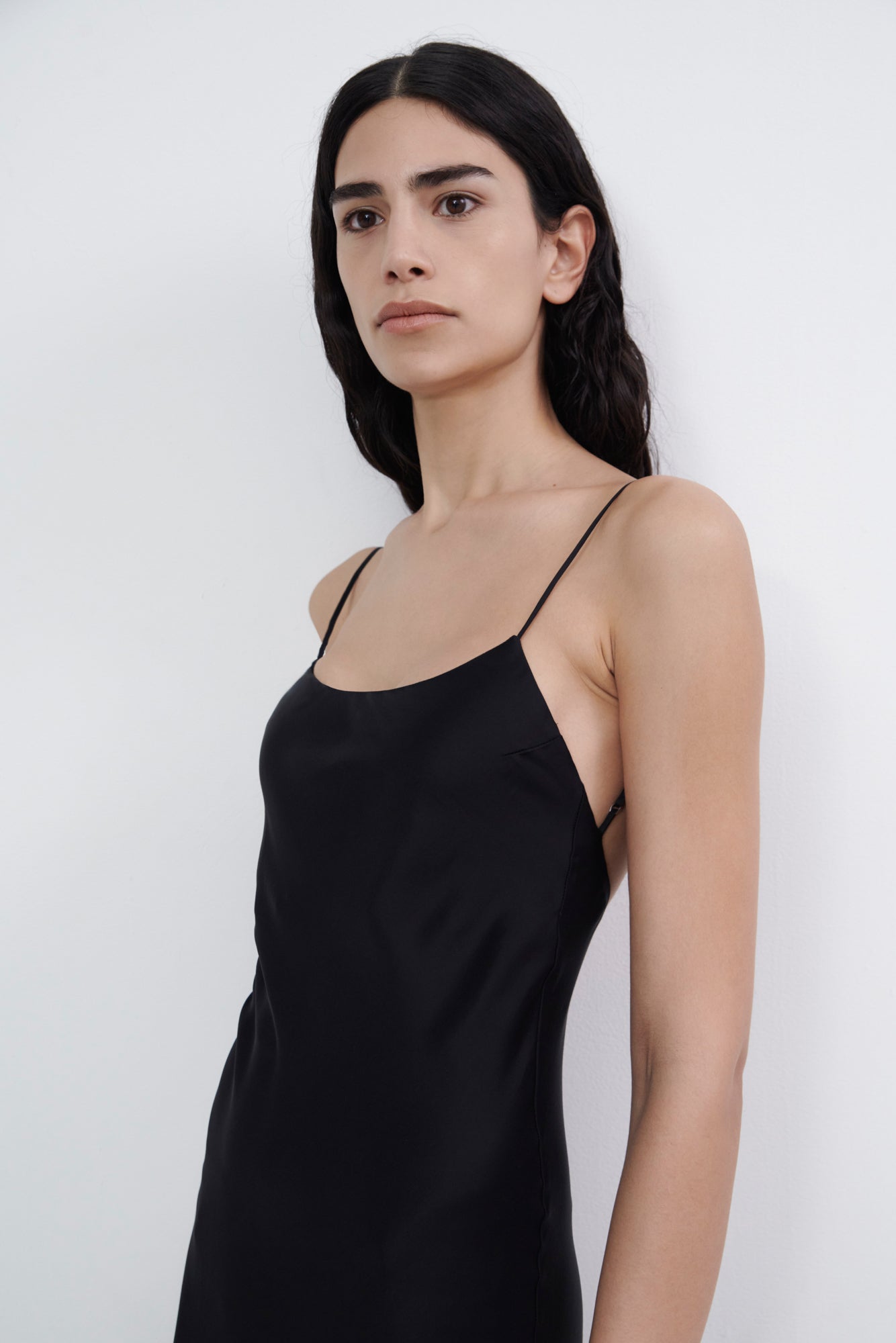 Backless Long Slip Dress - Black