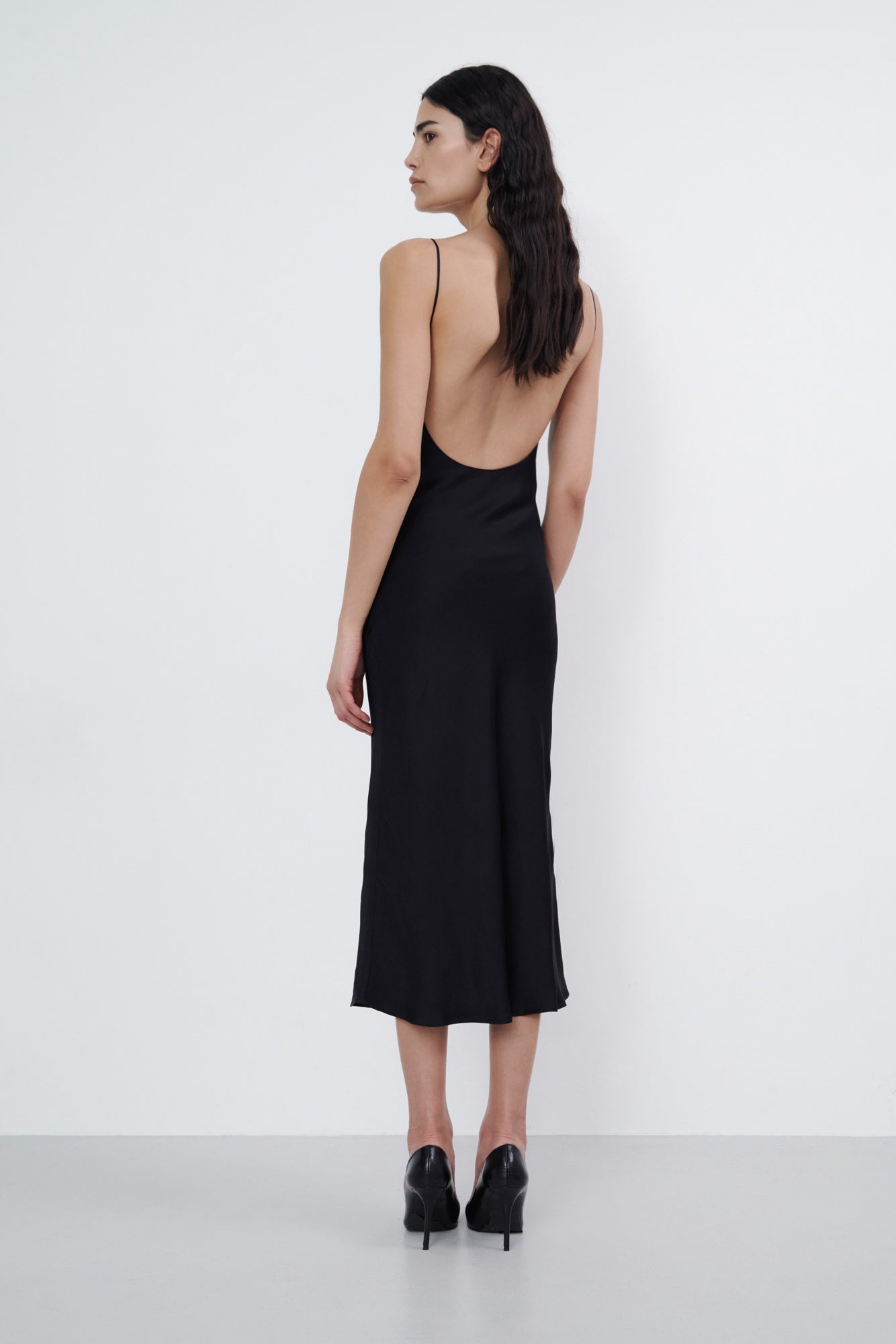 Backless Long Slip Dress - Black Backless Long Slip Dress - Black