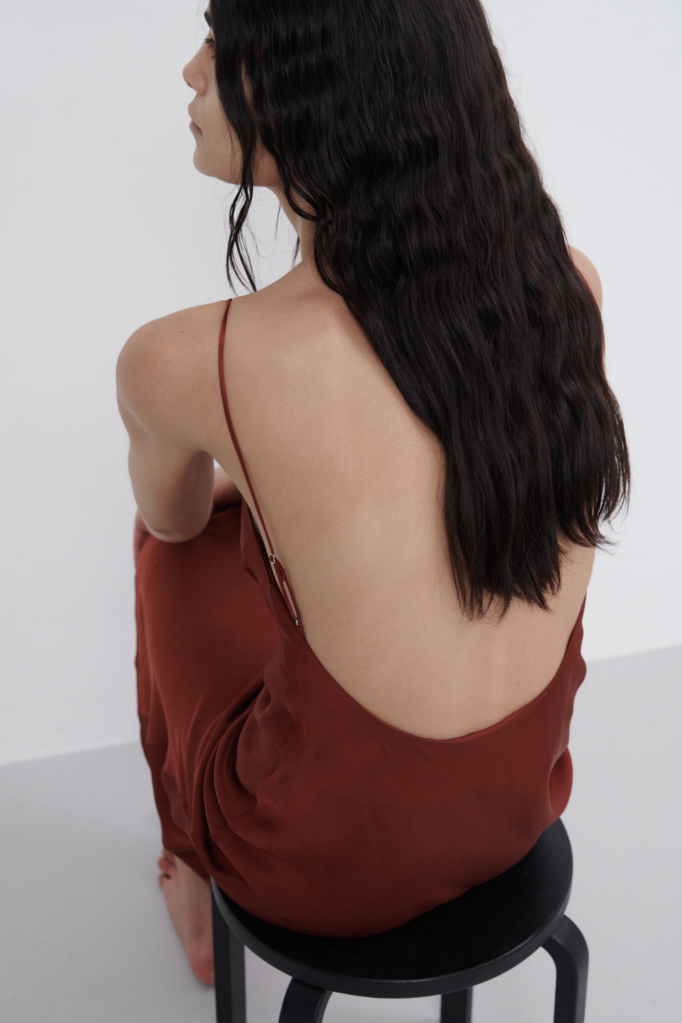 Backless Long Slip Dress - Red