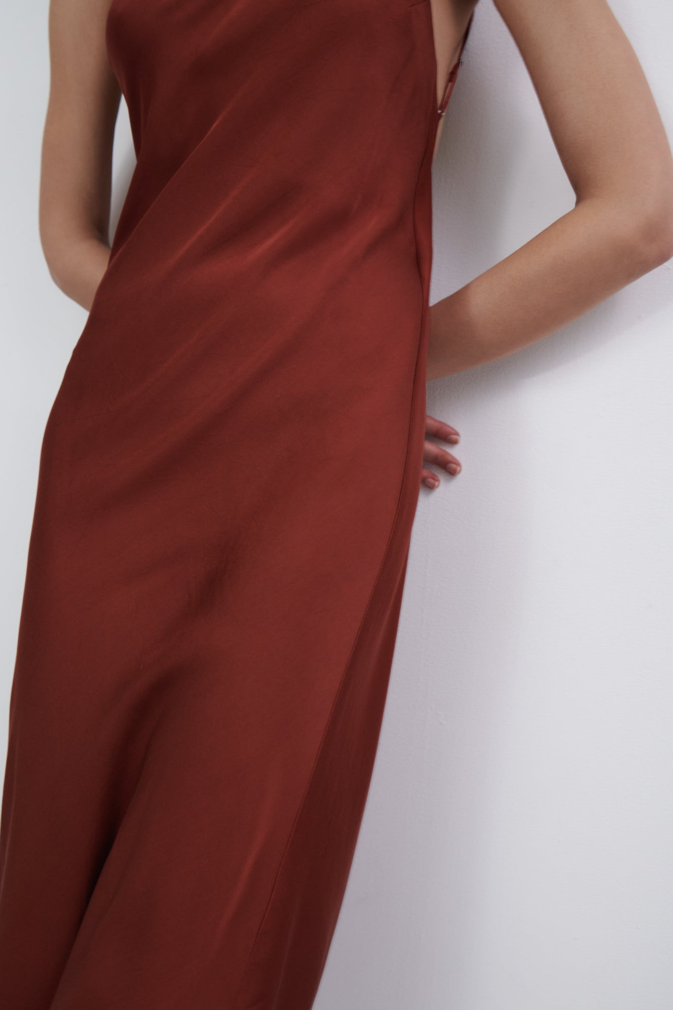 Backless Long Slip Dress - Red