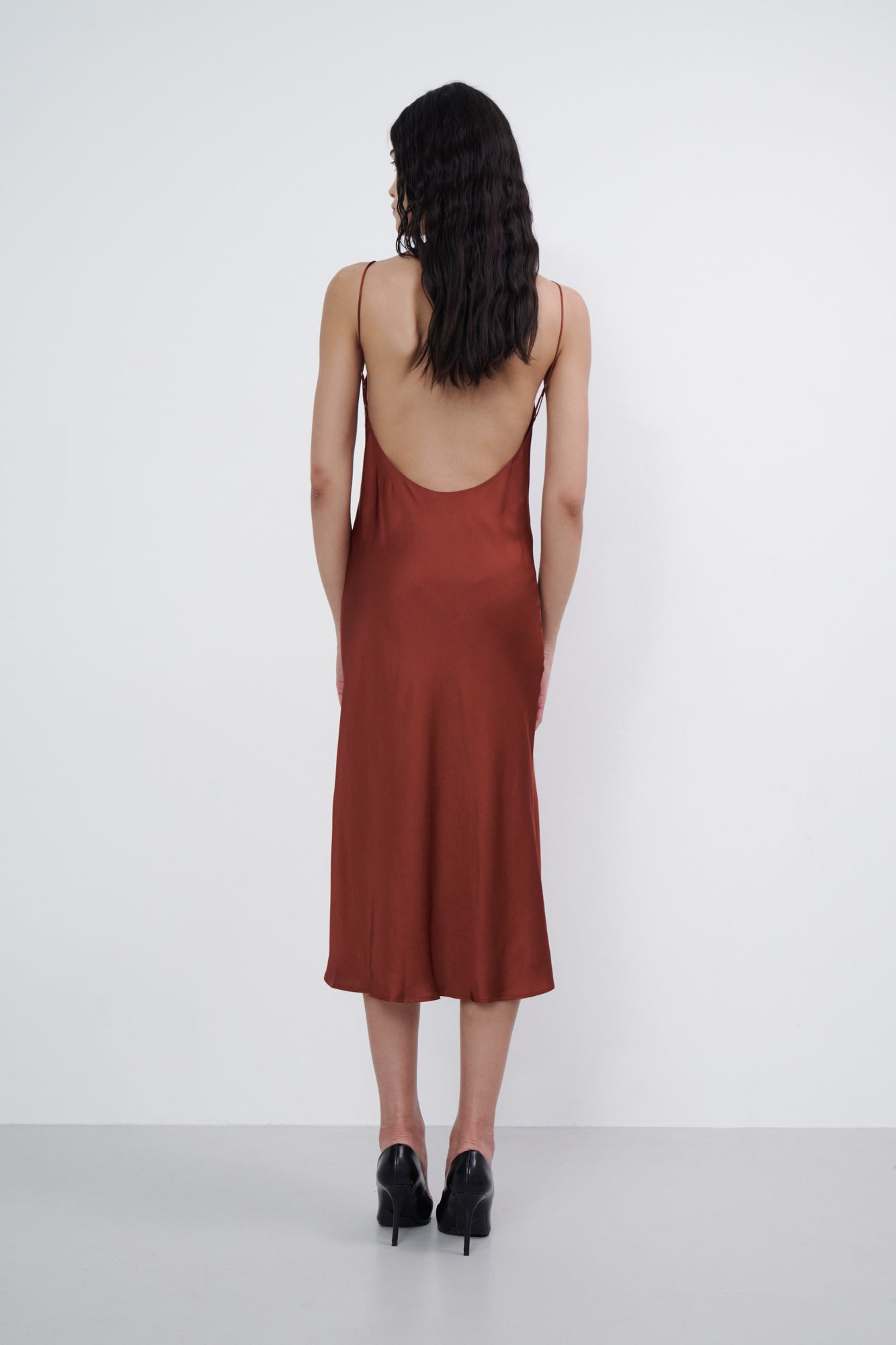 Backless Long Slip Dress - Red