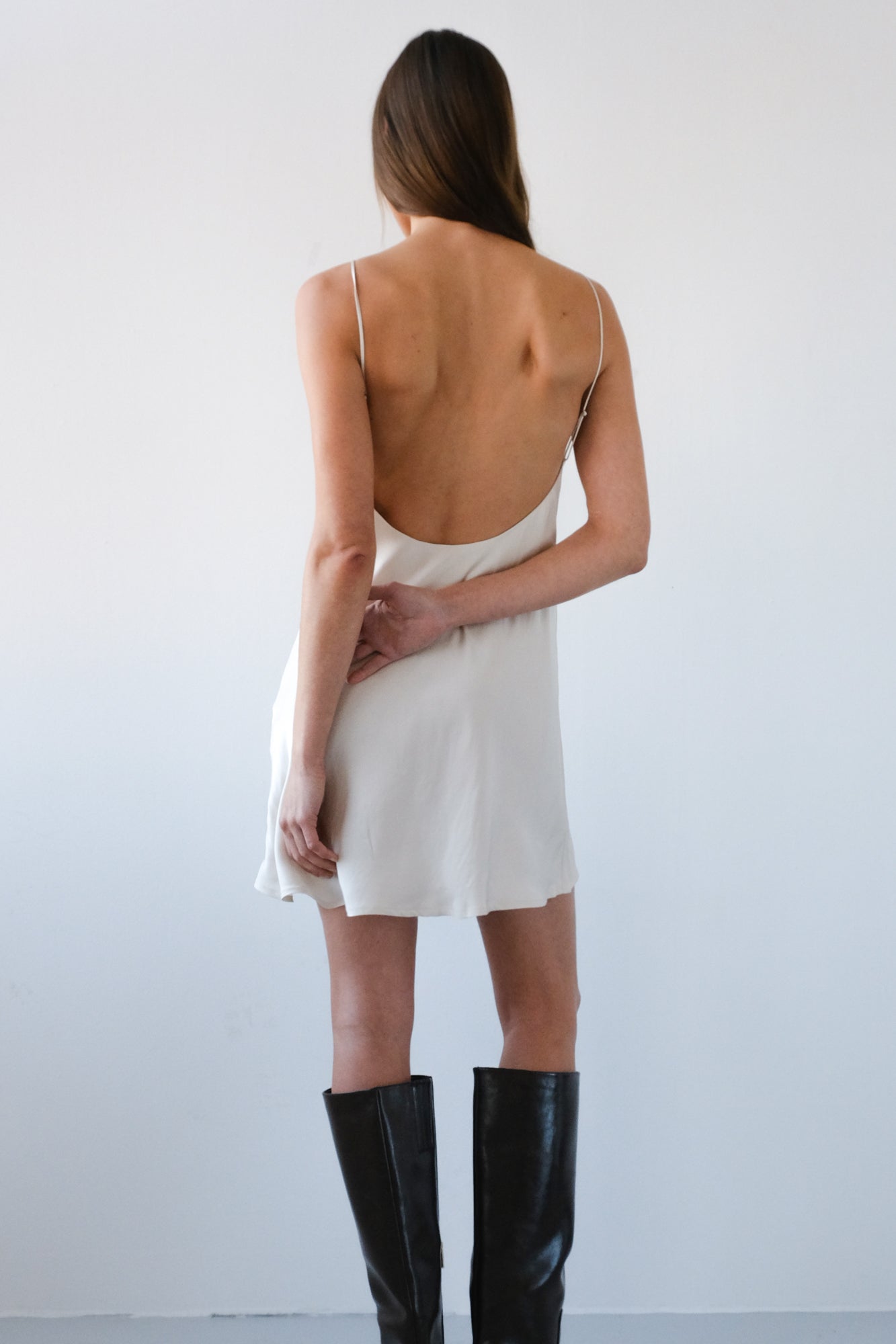 Backless Short Slip Dress - Ivory