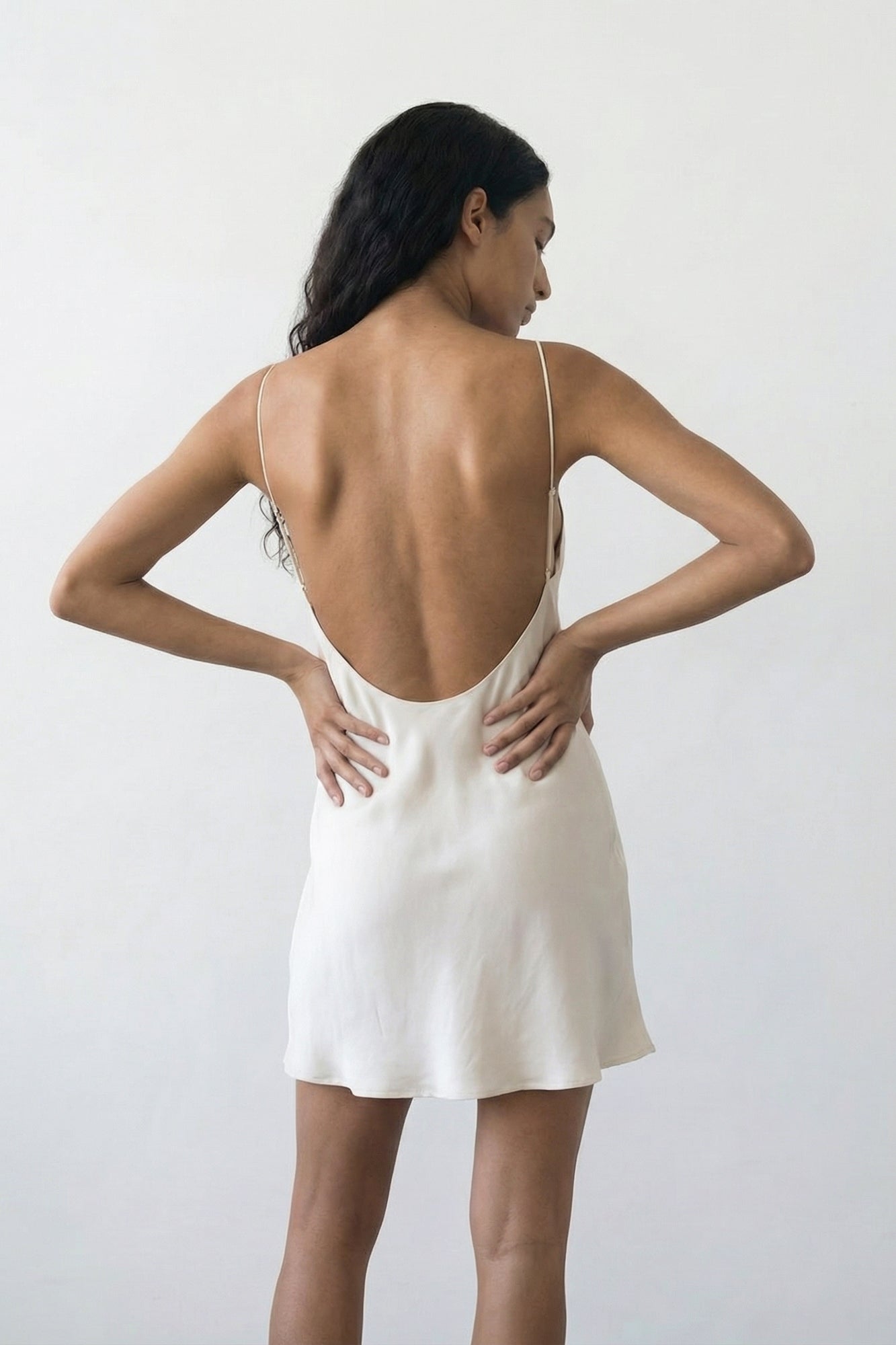Backless Short Slip Dress - Ivory