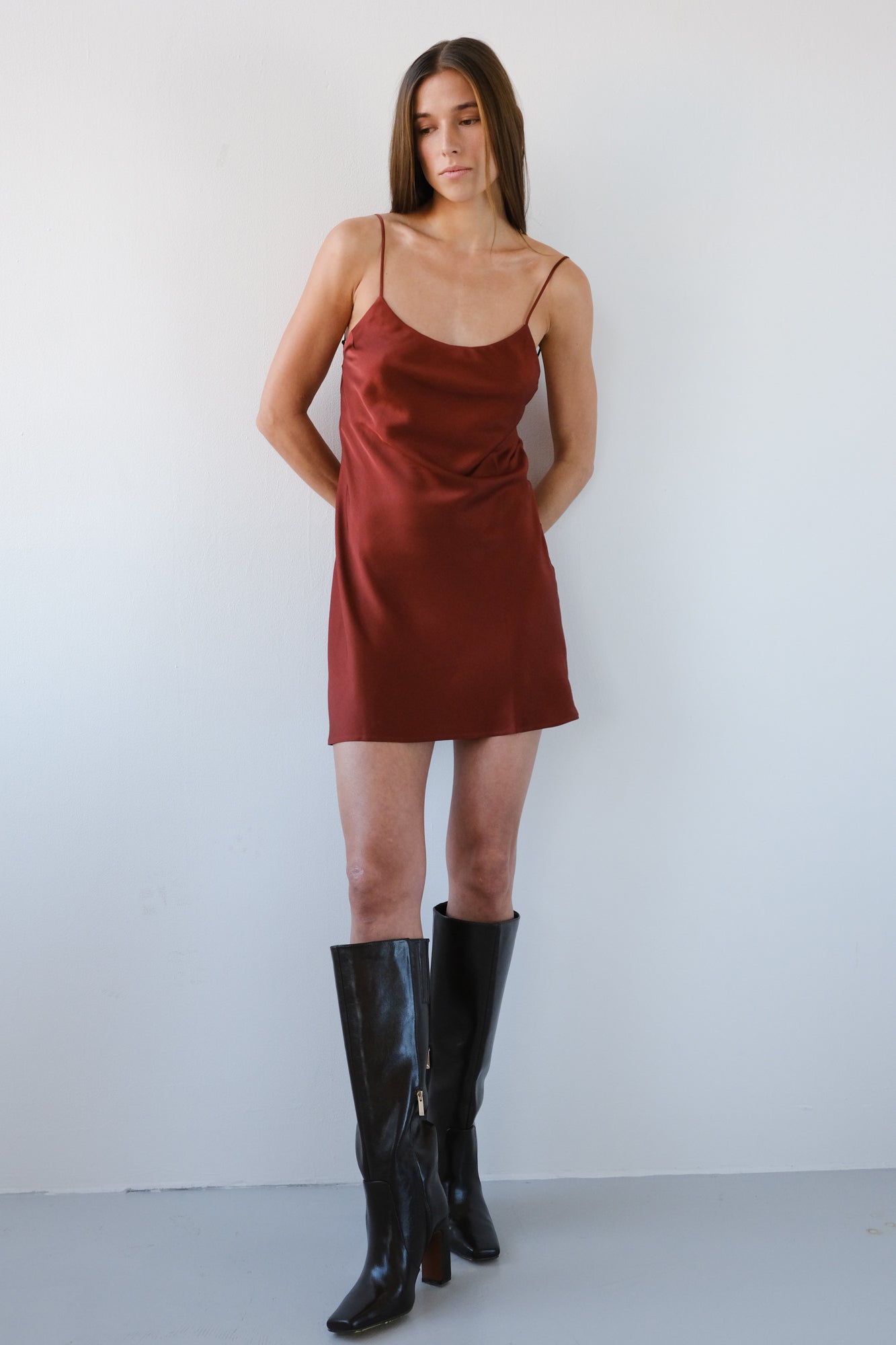 Backless Short Slip Dress - Red