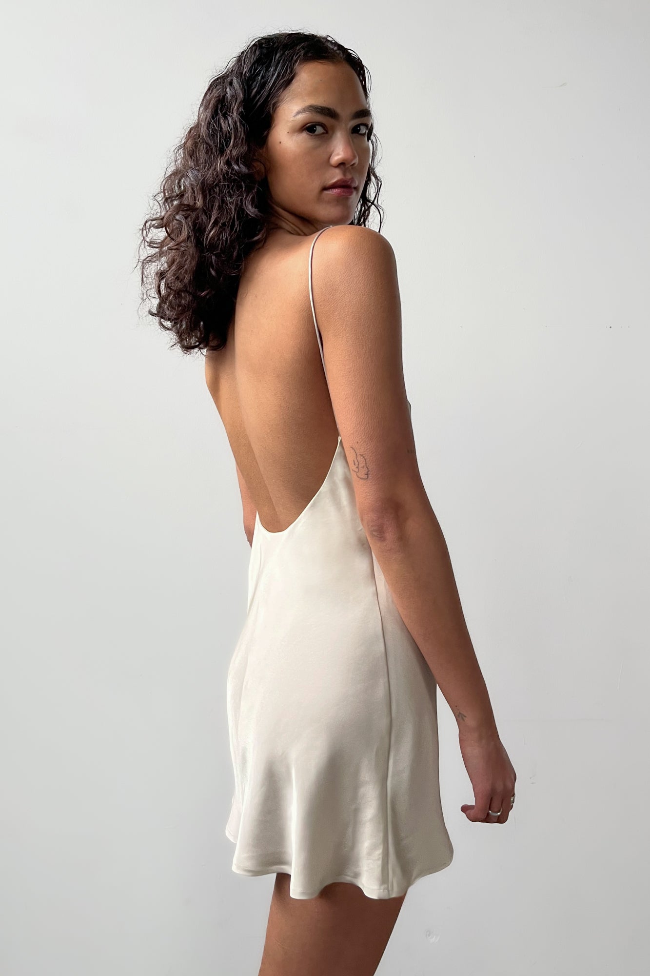 Backless Short Slip Dress - Ivory