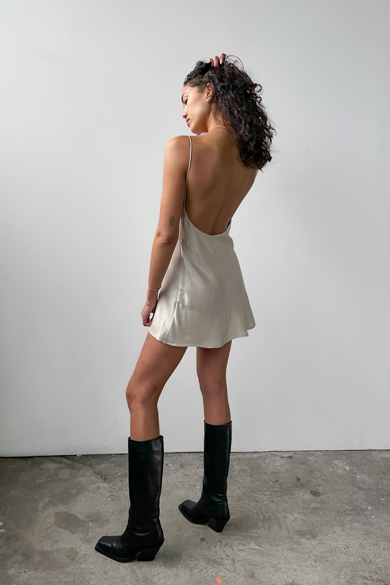 Backless Short Slip Dress - Ivory