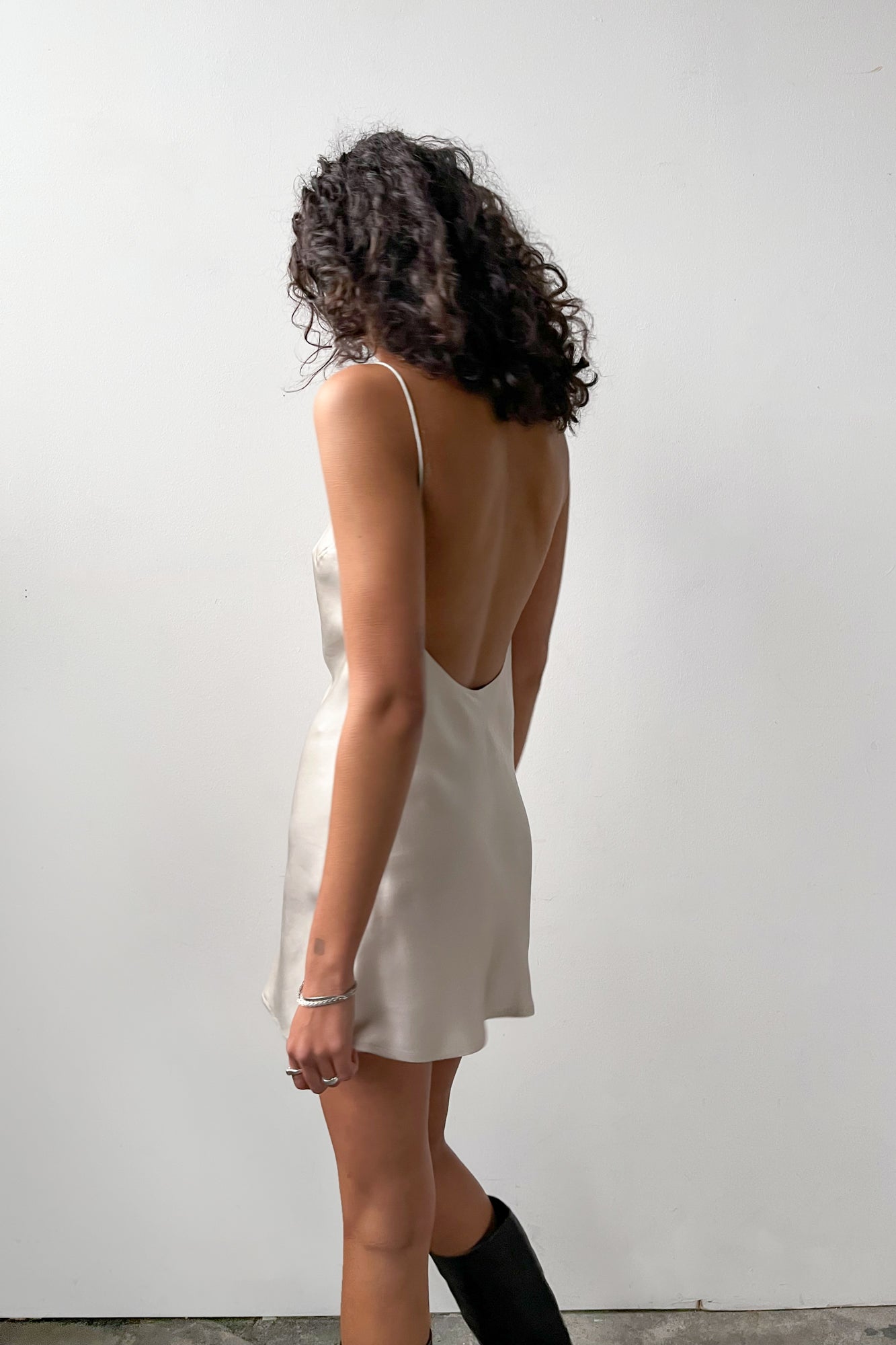 Backless Short Slip Dress - Ivory