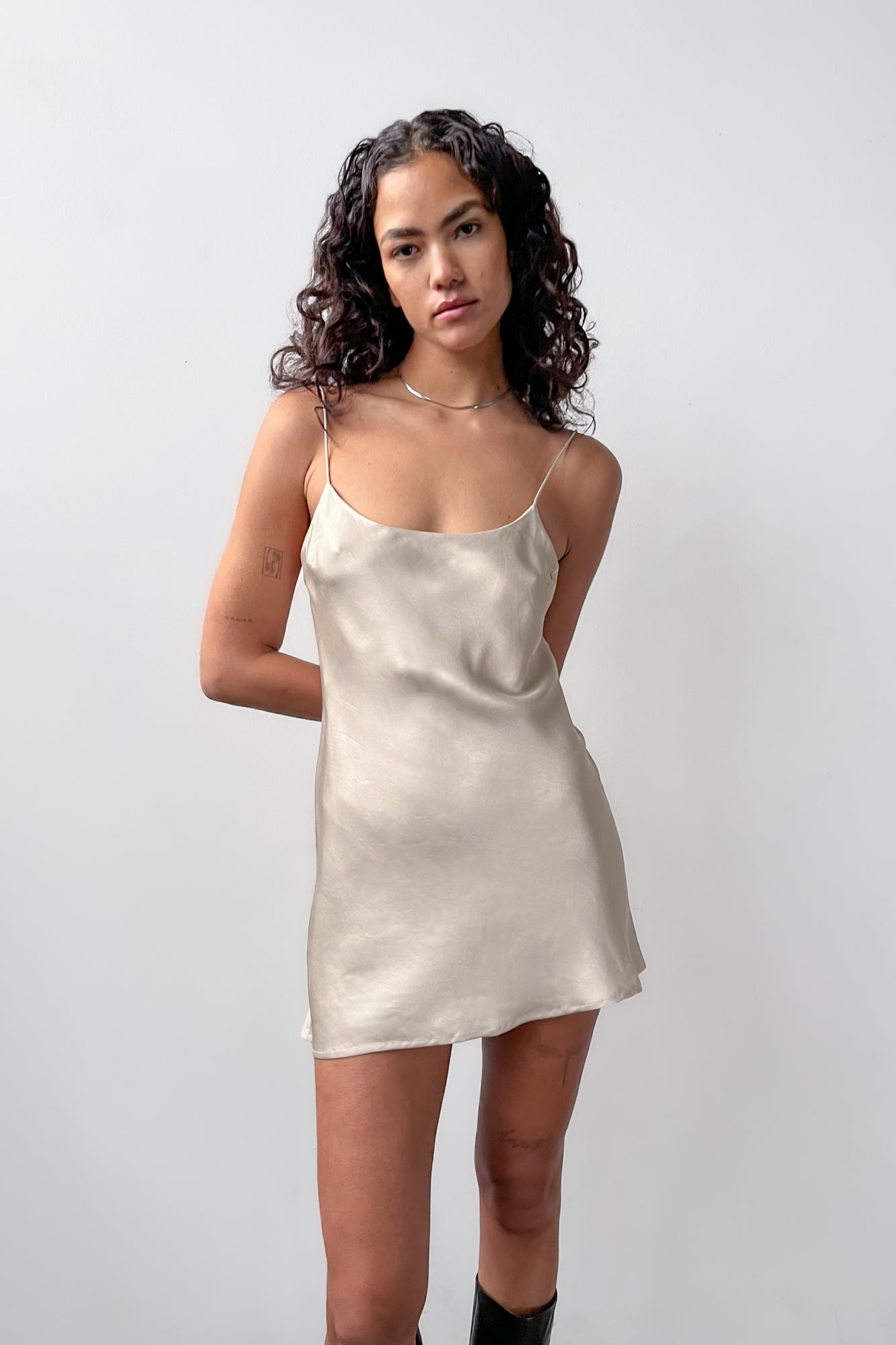 Backless Short Slip Dress - Ivory
