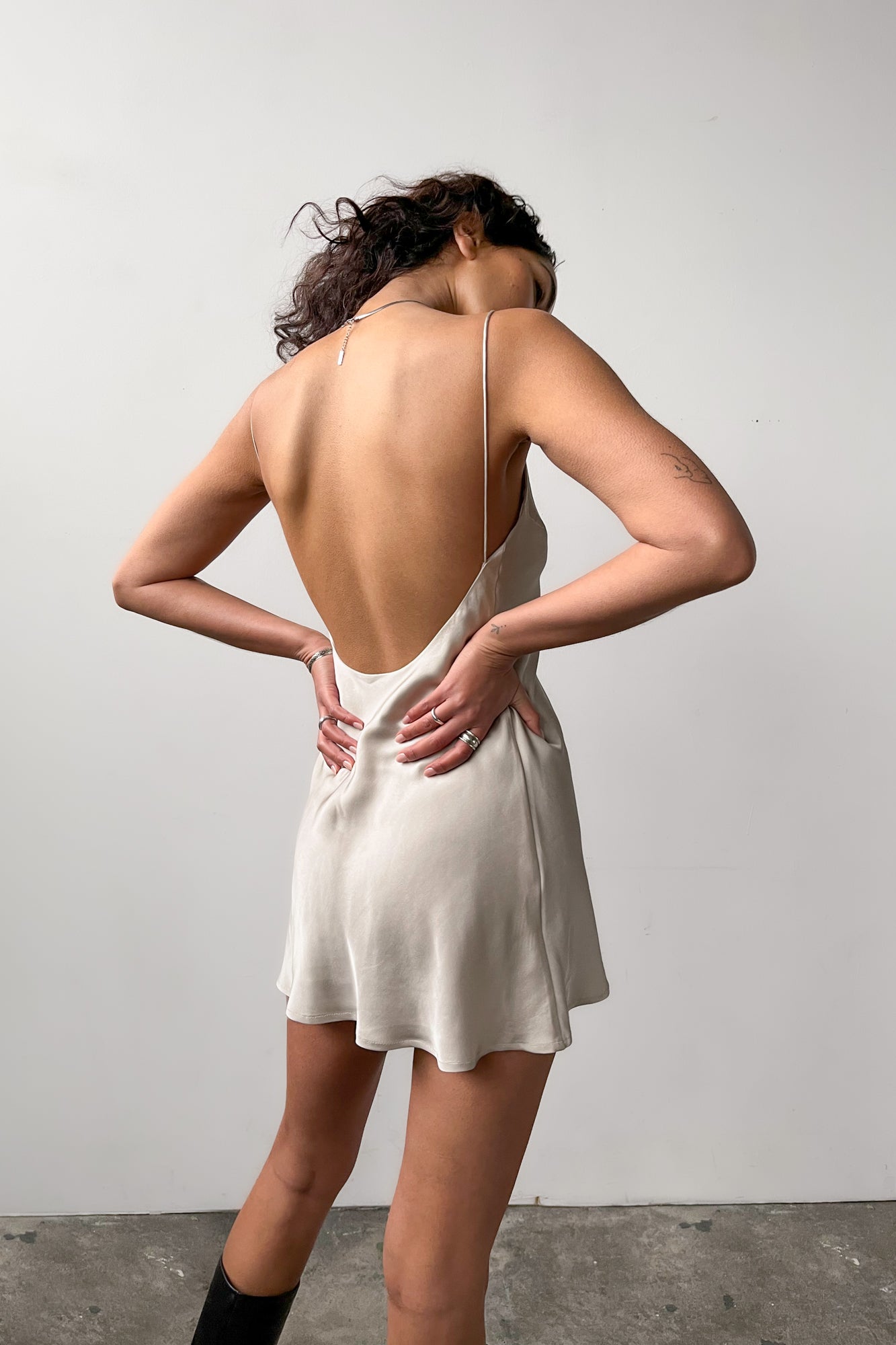 Backless Short Slip Dress - Ivory