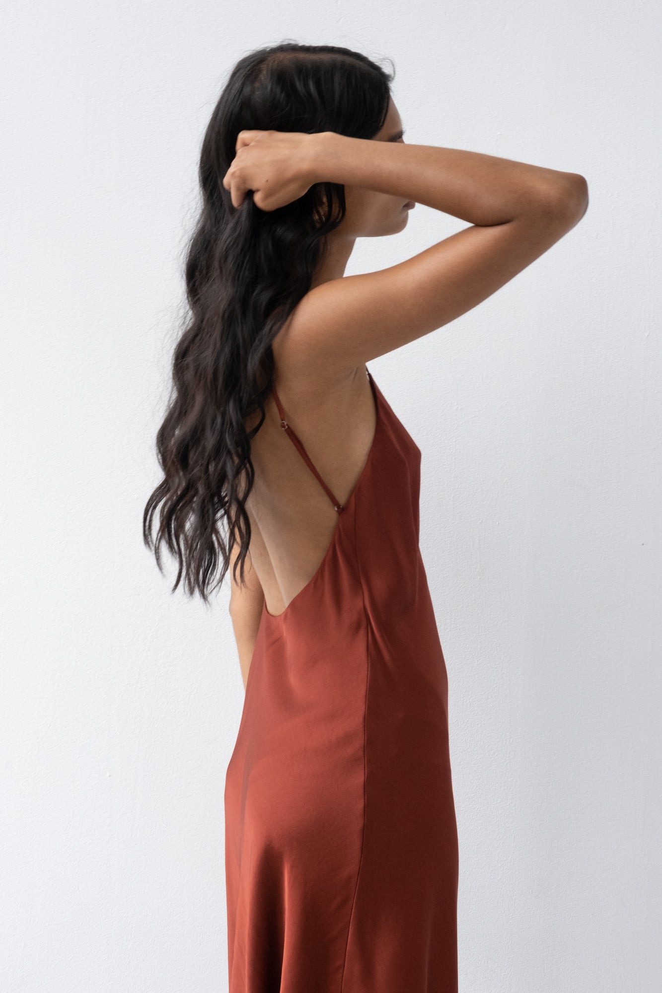 Backless Short Slip Dress - Red