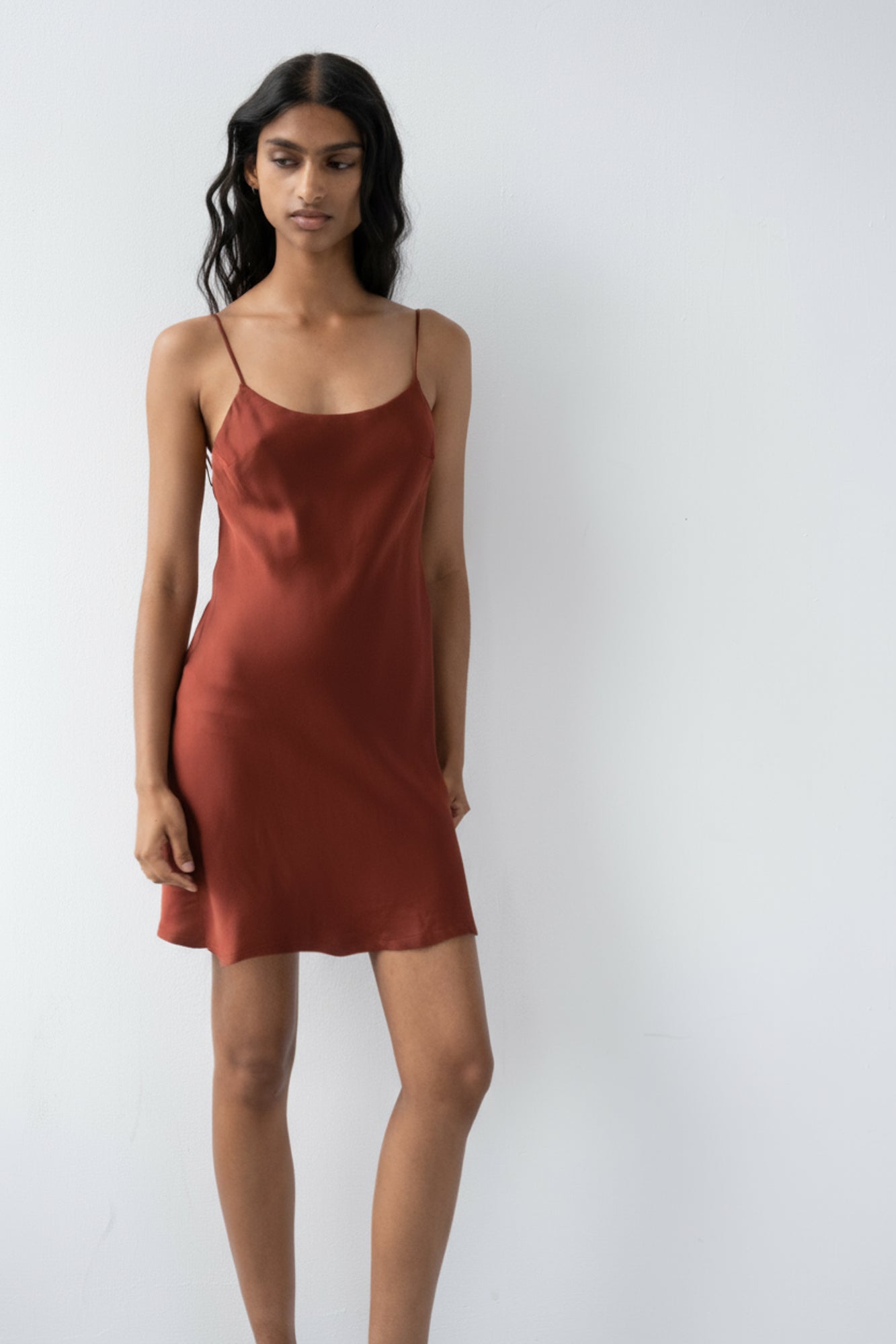 Backless Short Slip Dress - Red