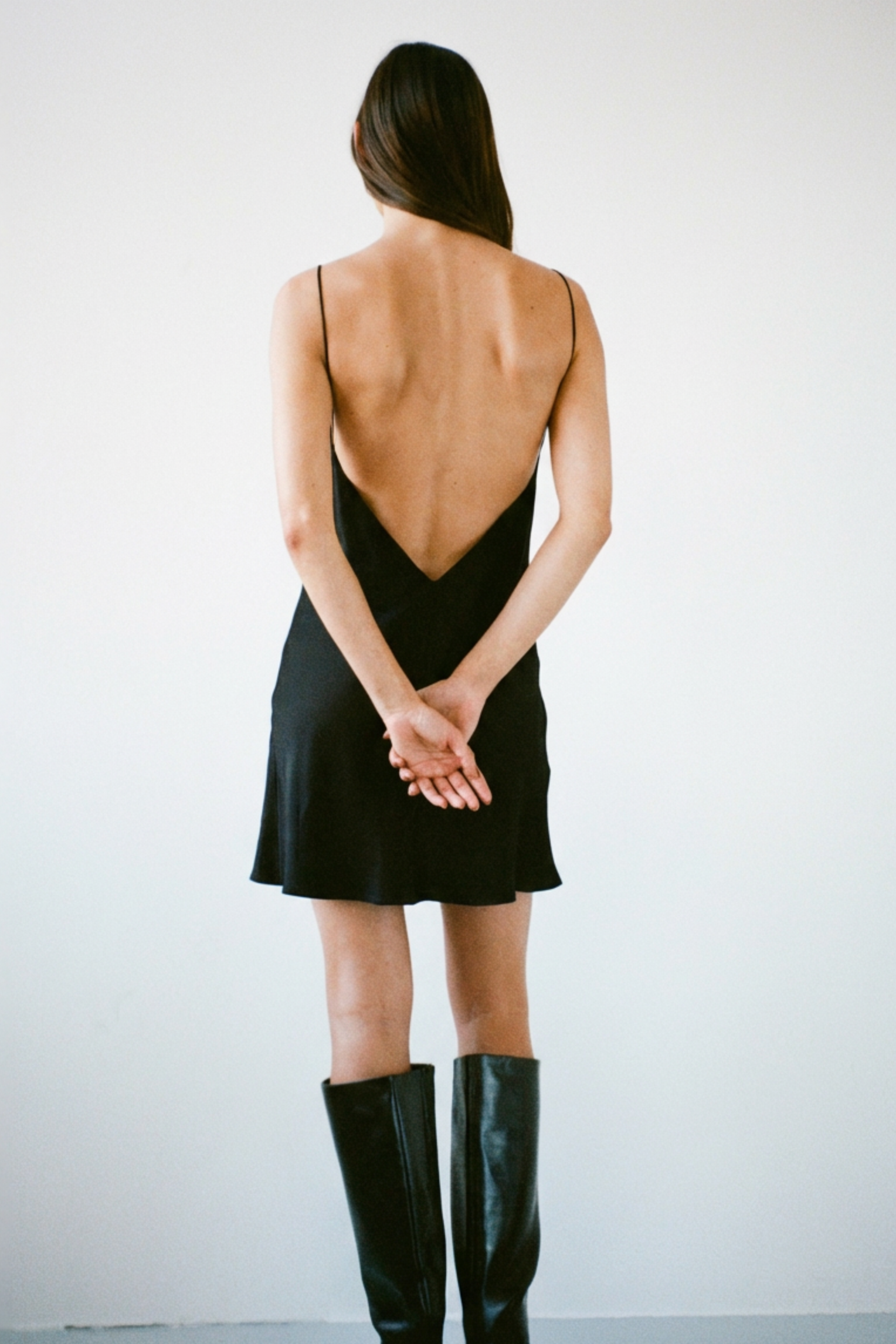 V-Back Mini Dress - Black