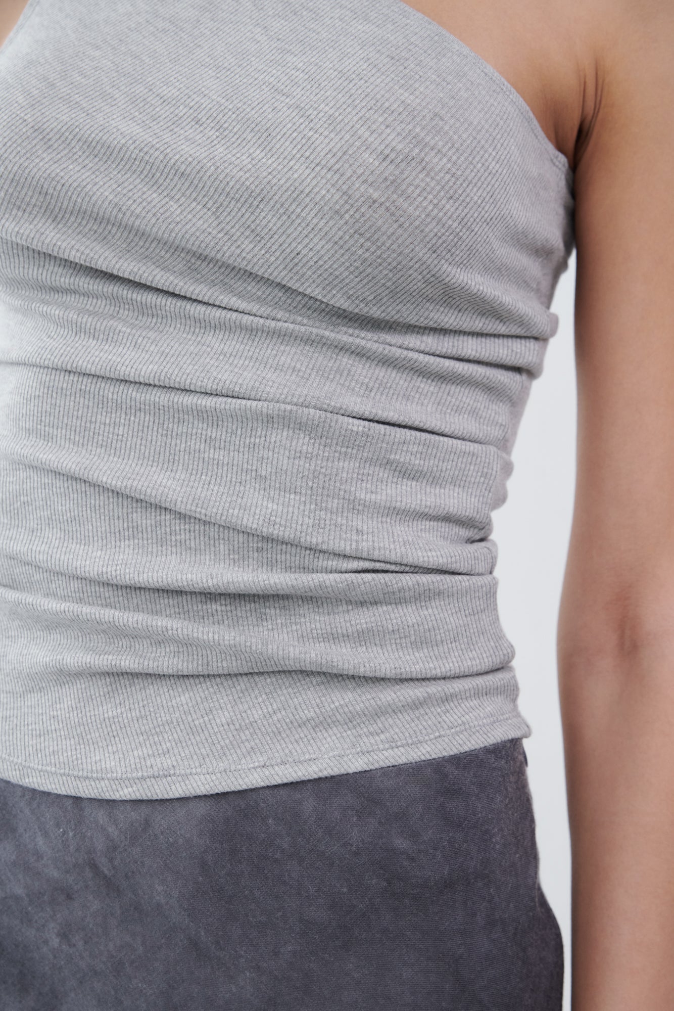 One Shoulder Tank - grey melange