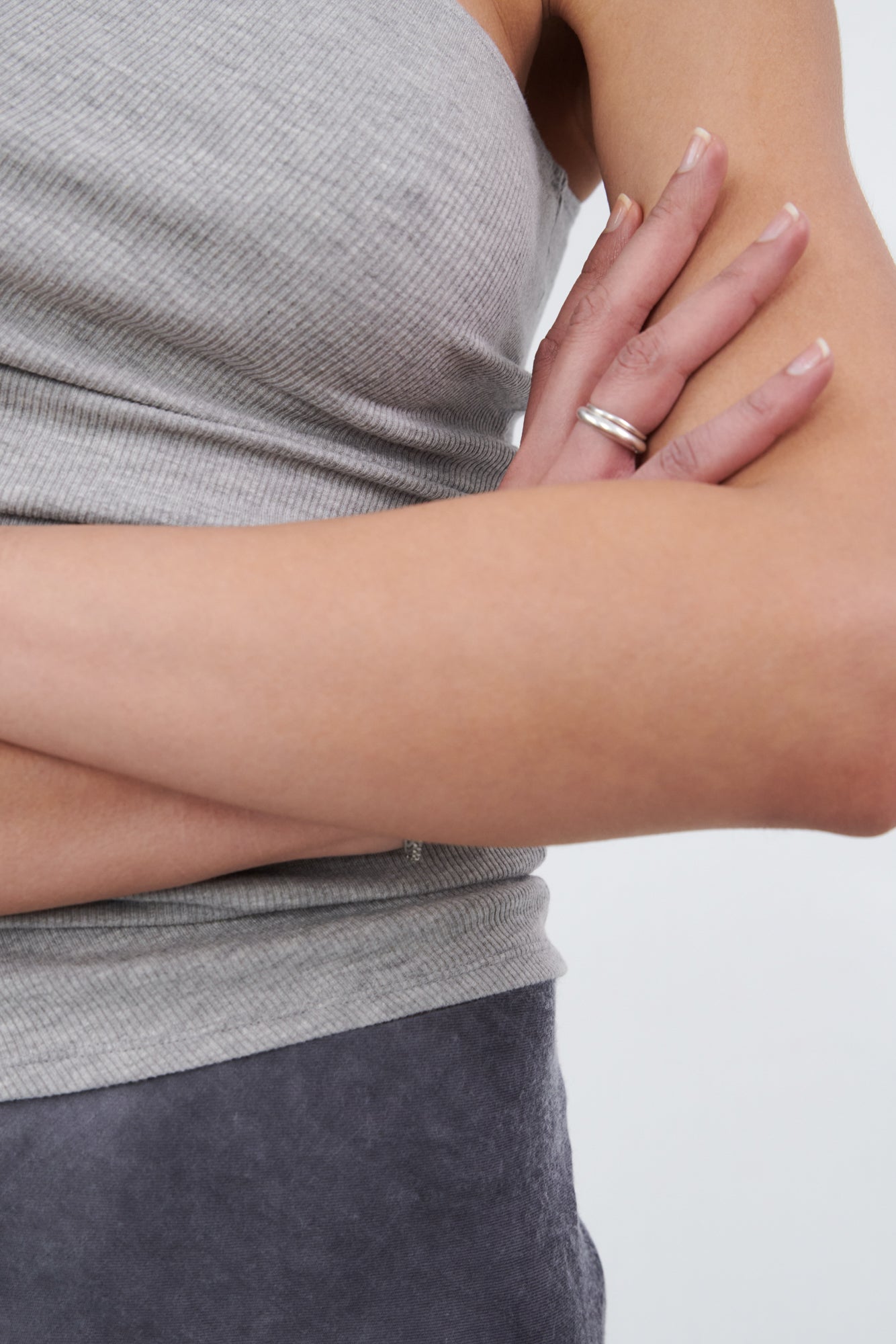 One Shoulder Tank - grey melange