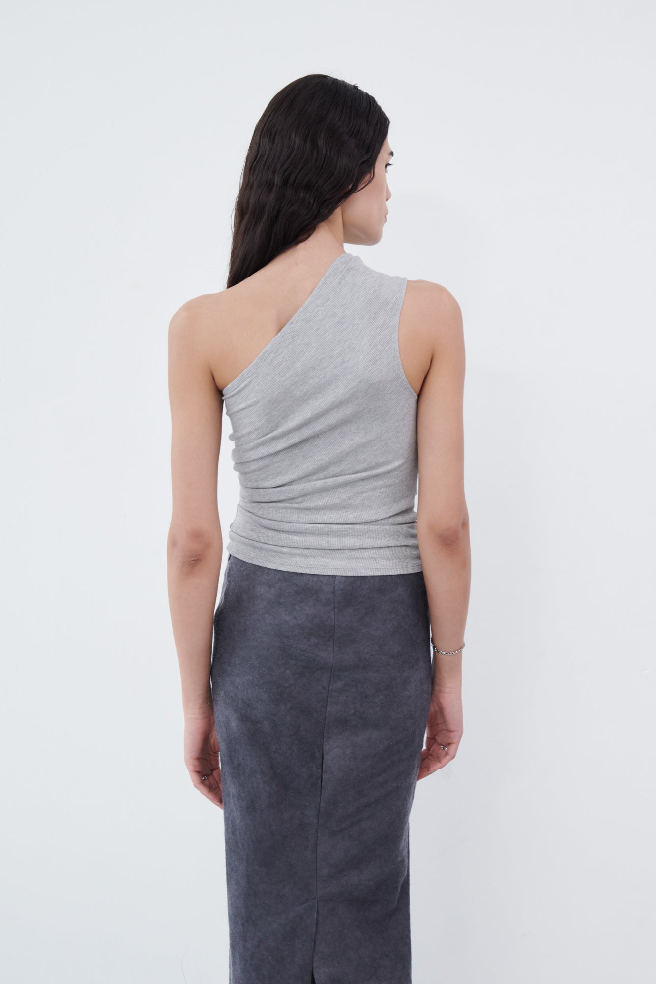 One Shoulder Tank - grey melange