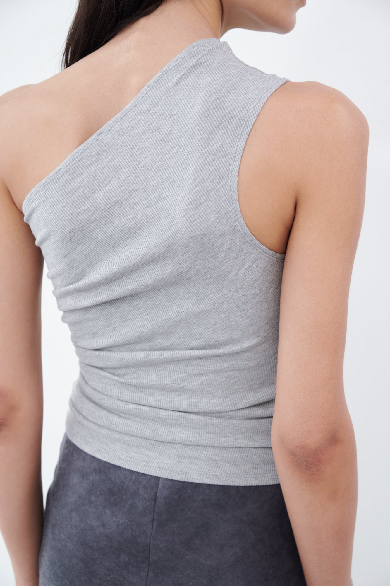 One Shoulder Tank - grey melange