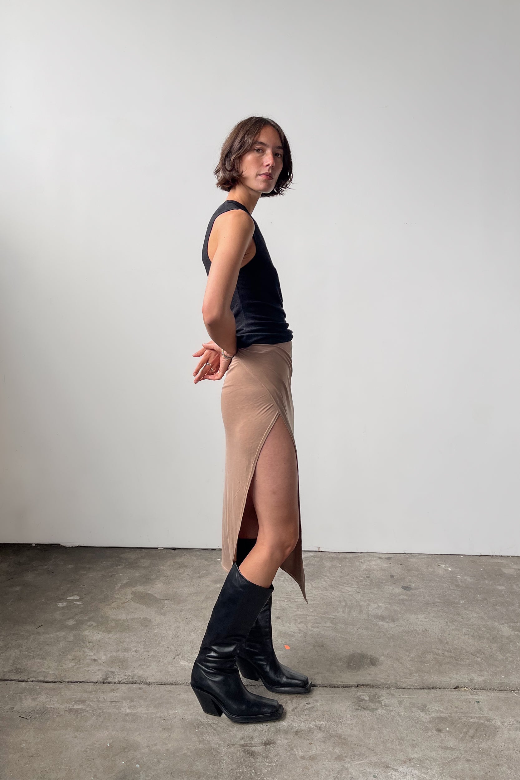 Midi Wrap Skirt - Almond