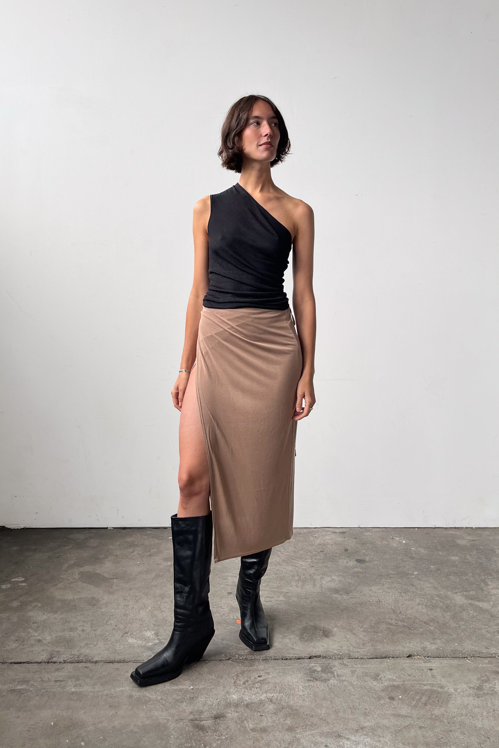 Midi Wrap Skirt - Almond