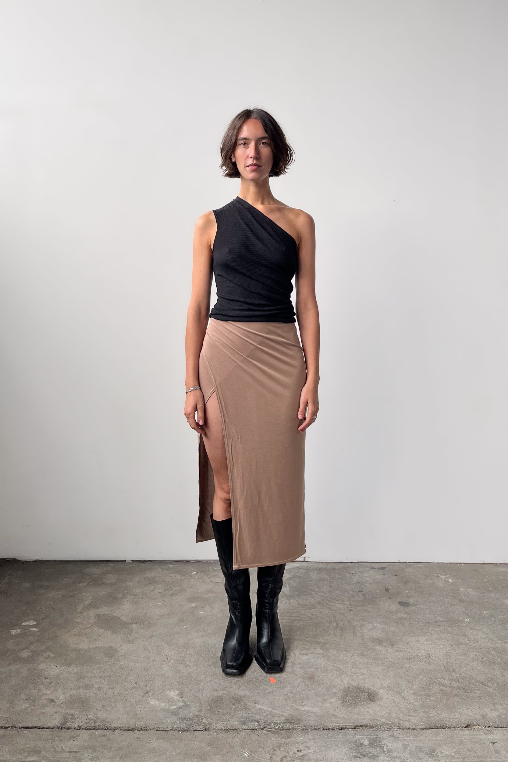 Midi Wrap Skirt - Almond