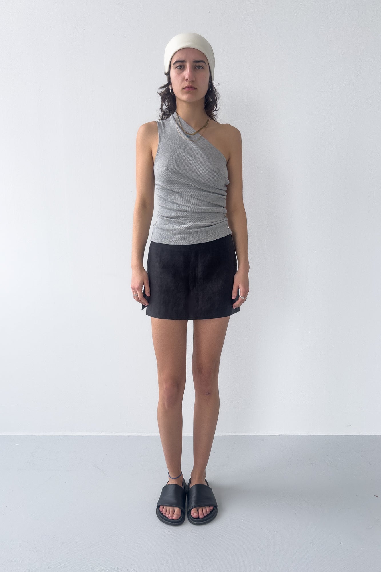 Linen Mini Skirt - Midnight