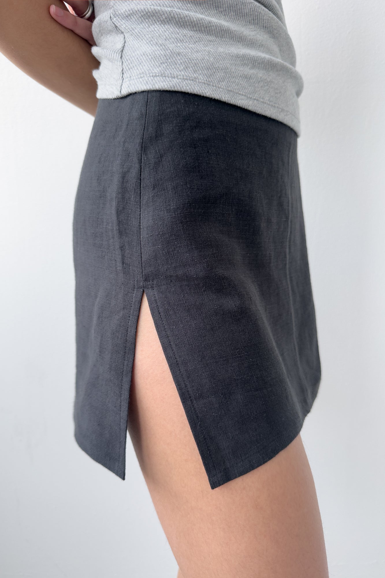 Linen Mini Skirt - Midnight