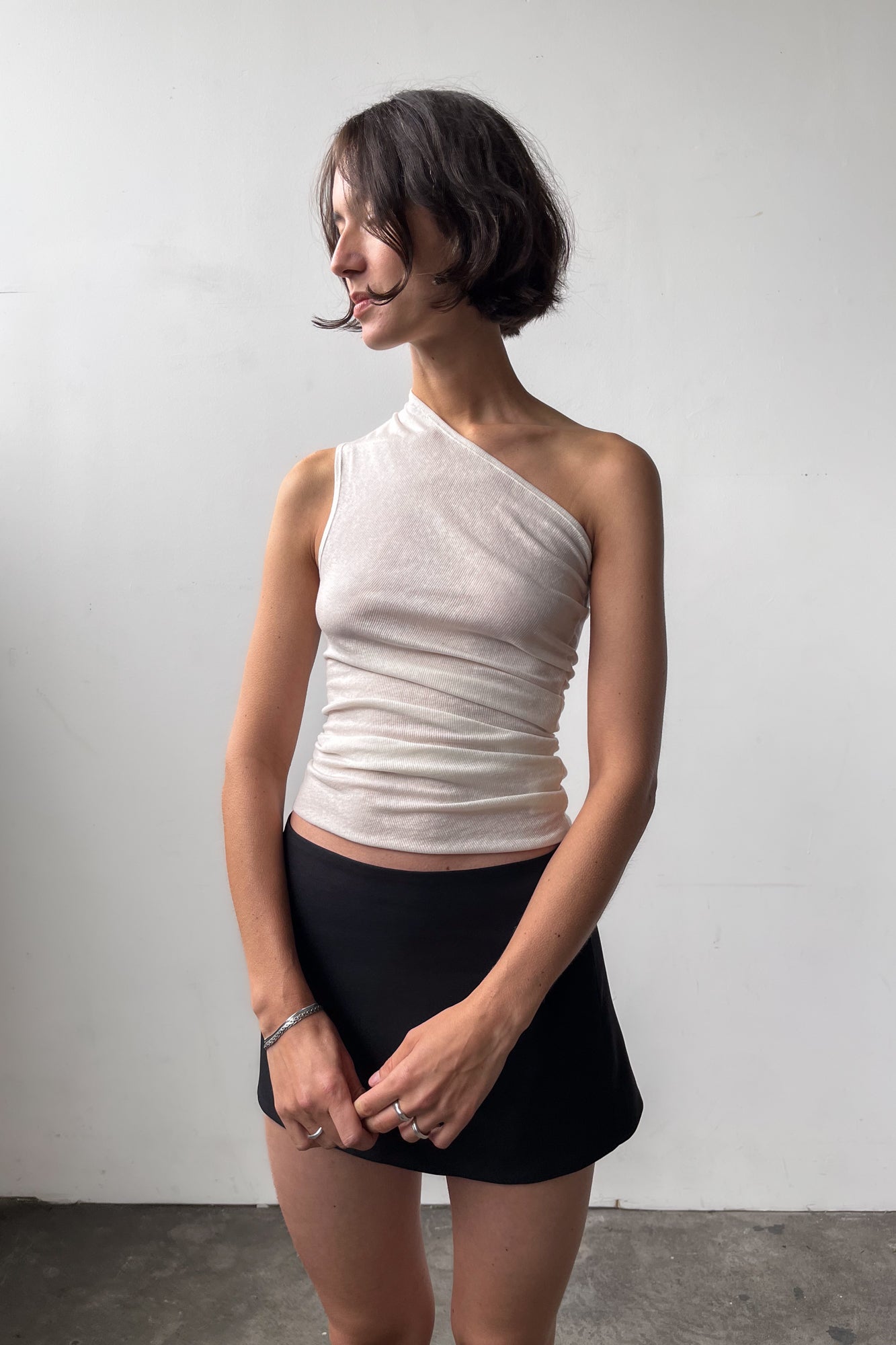 One Shoulder Tank - Off White