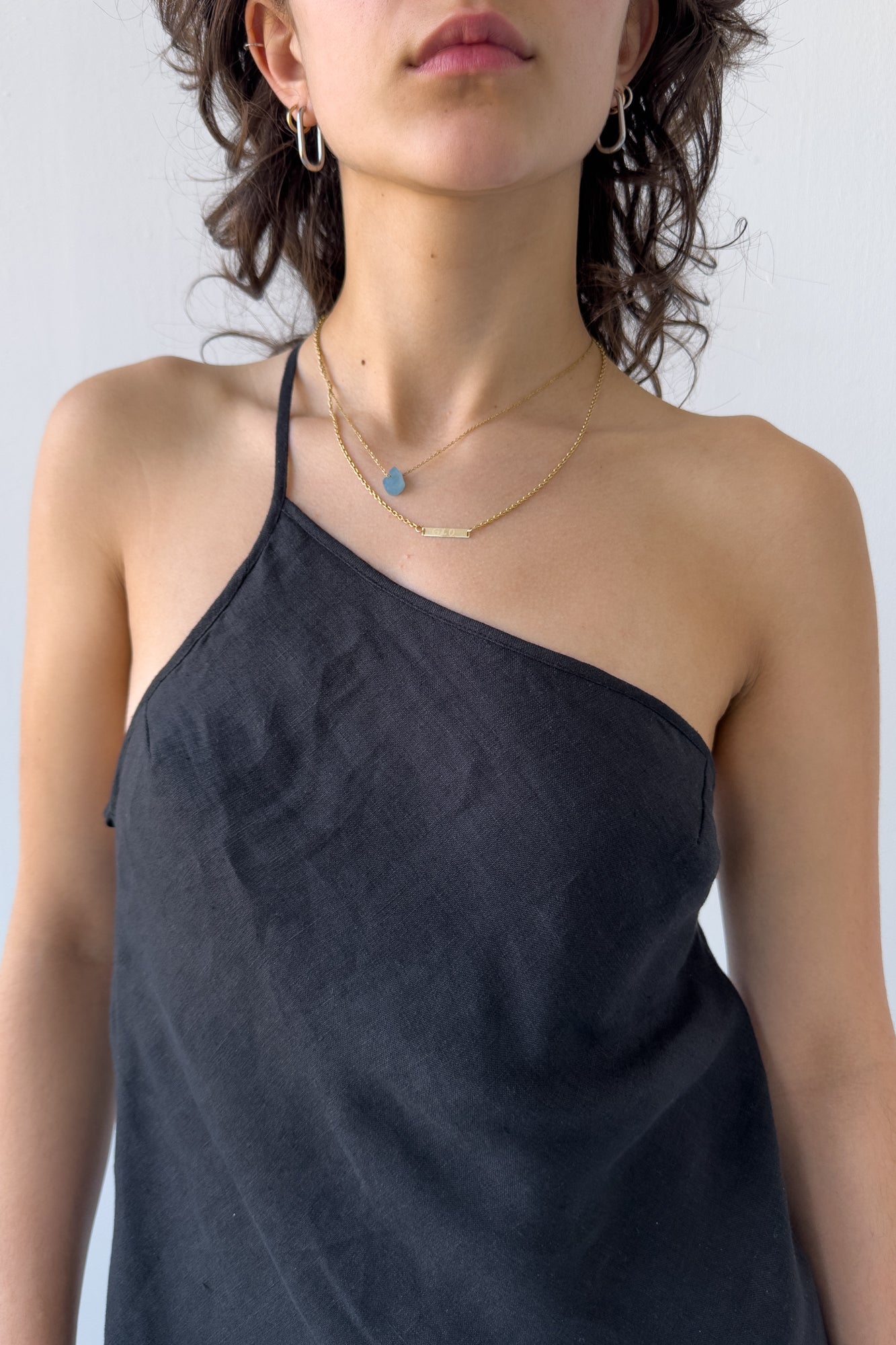 One Strap Linen Dress - Midnight