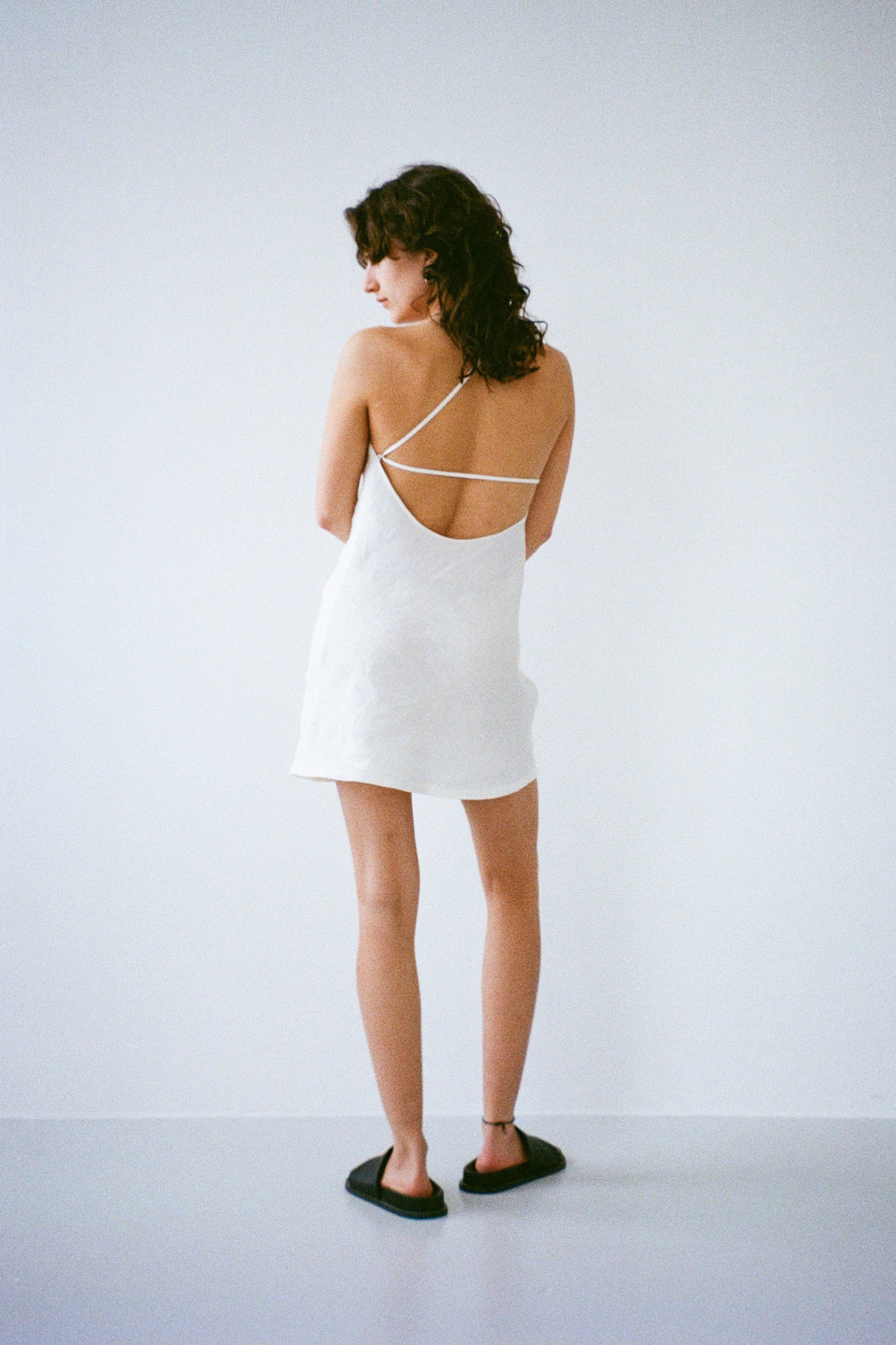 One Strap Linen Dress - Off White