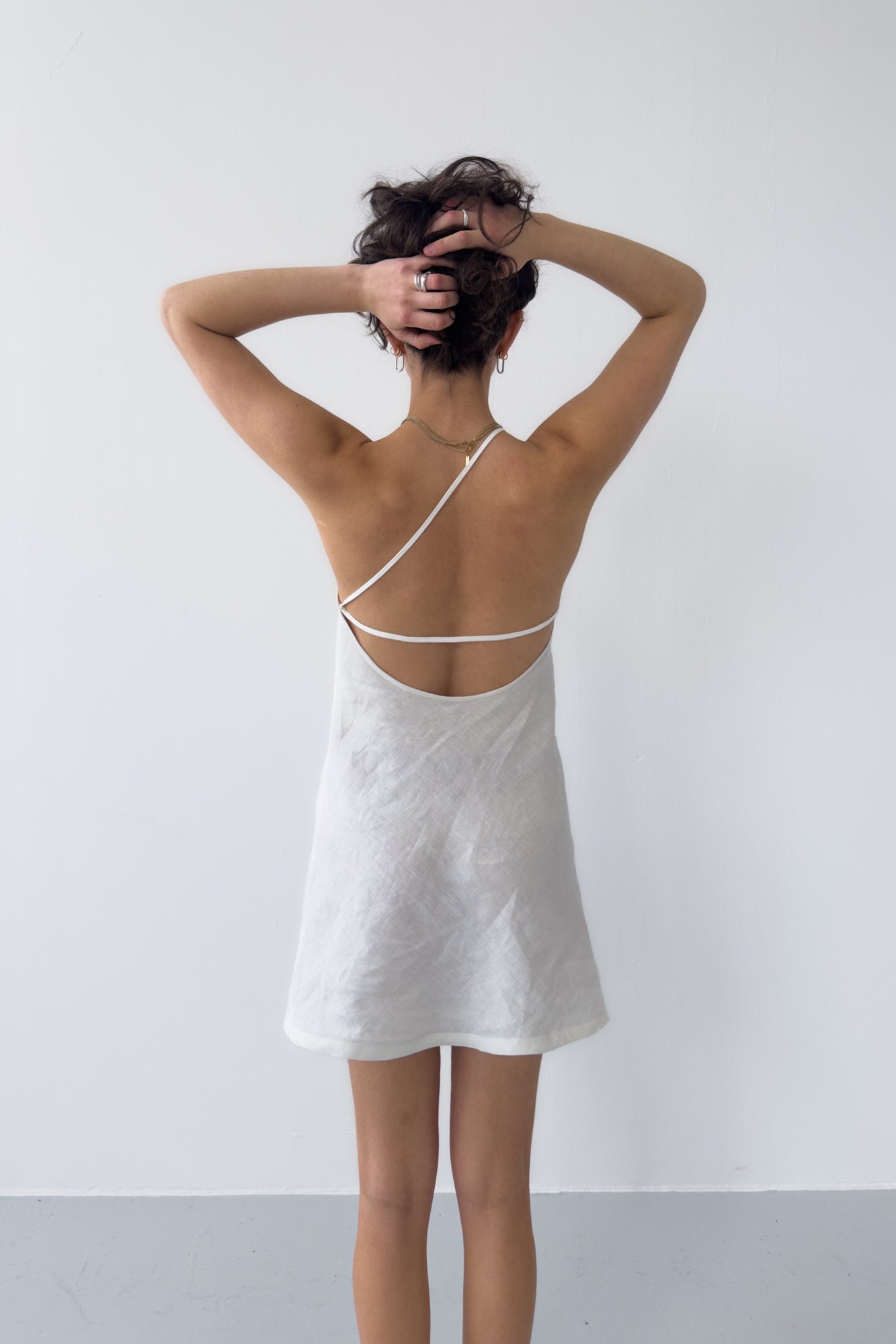 One Strap Linen Dress - Off White