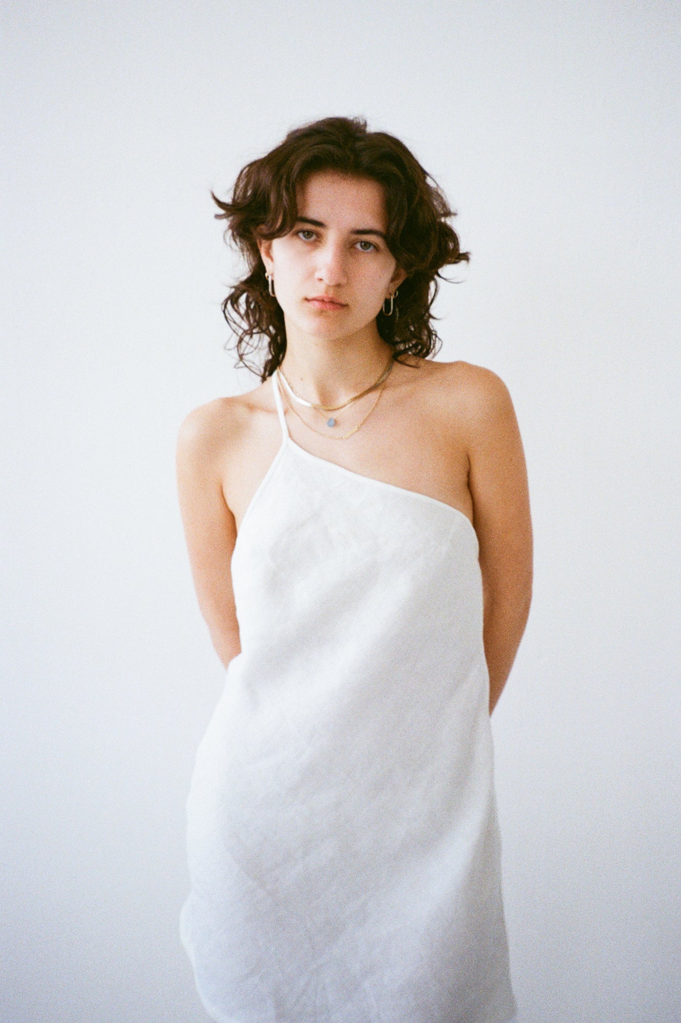 One Strap Linen Dress - Off White