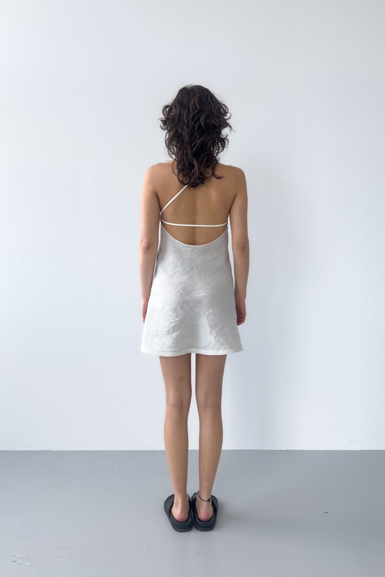 One Strap Linen Dress - Off White