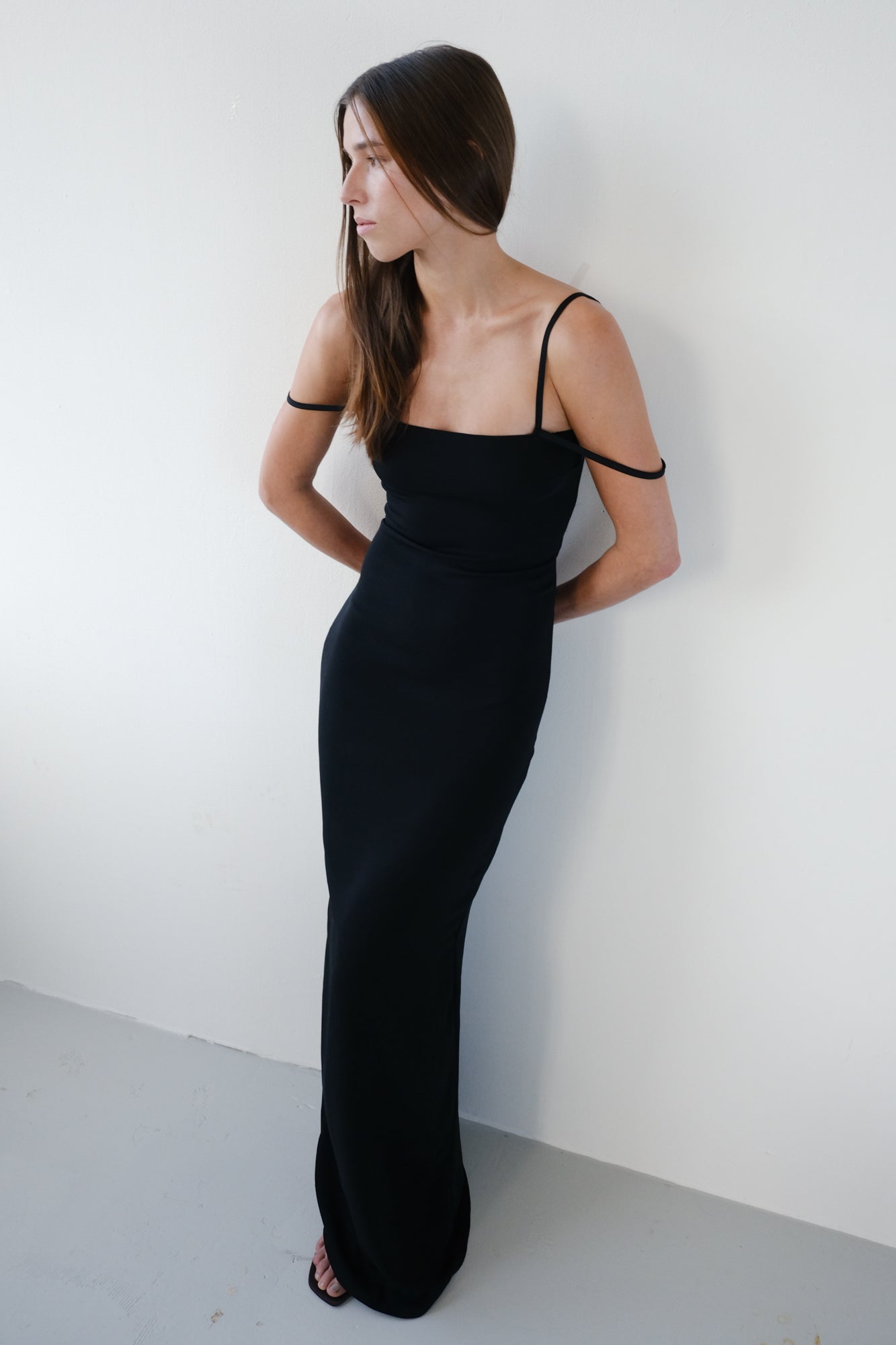 Twin Strap Maxi Dress - Black