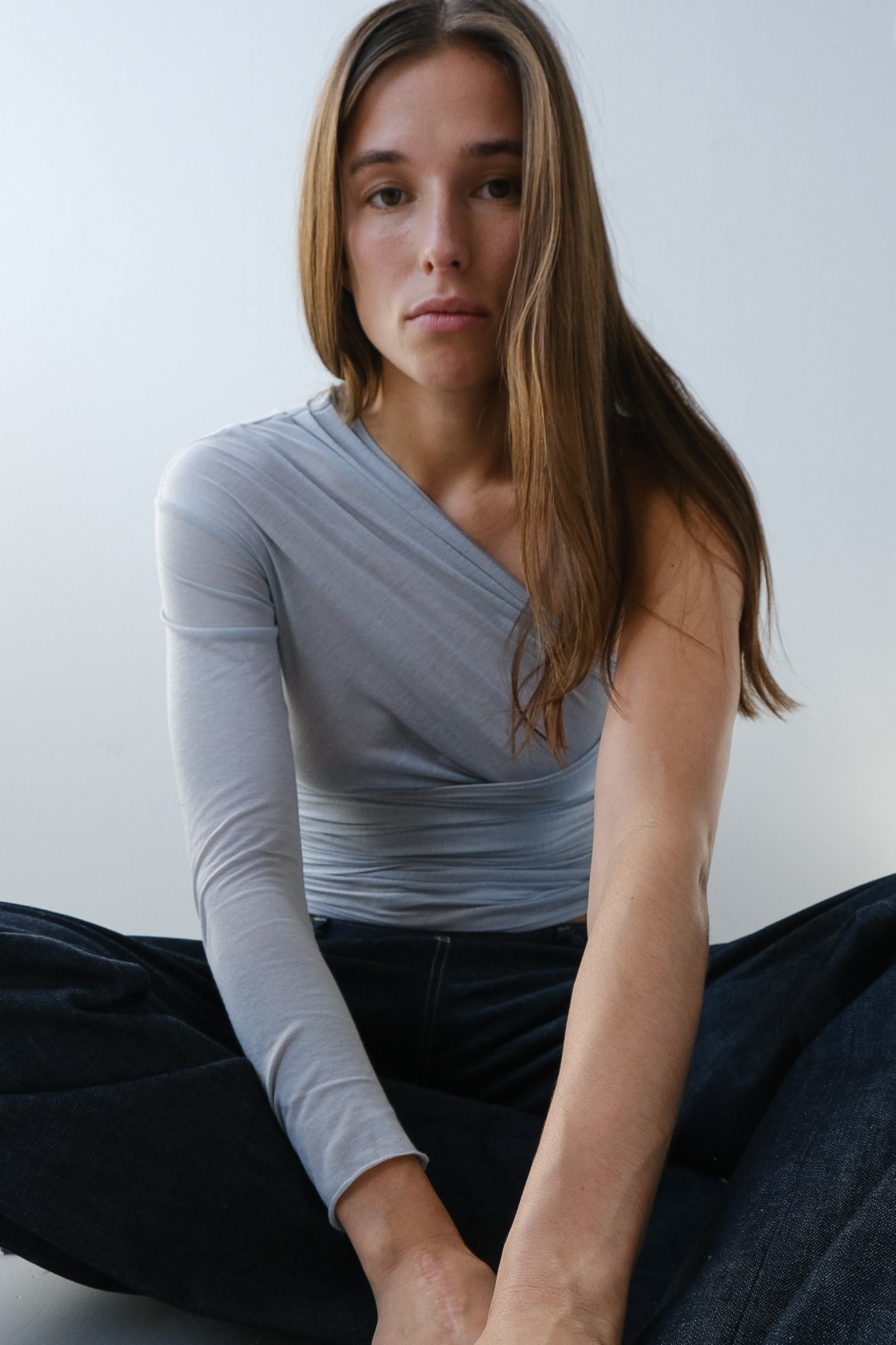 Wrap Long Sleeve Top - Slate