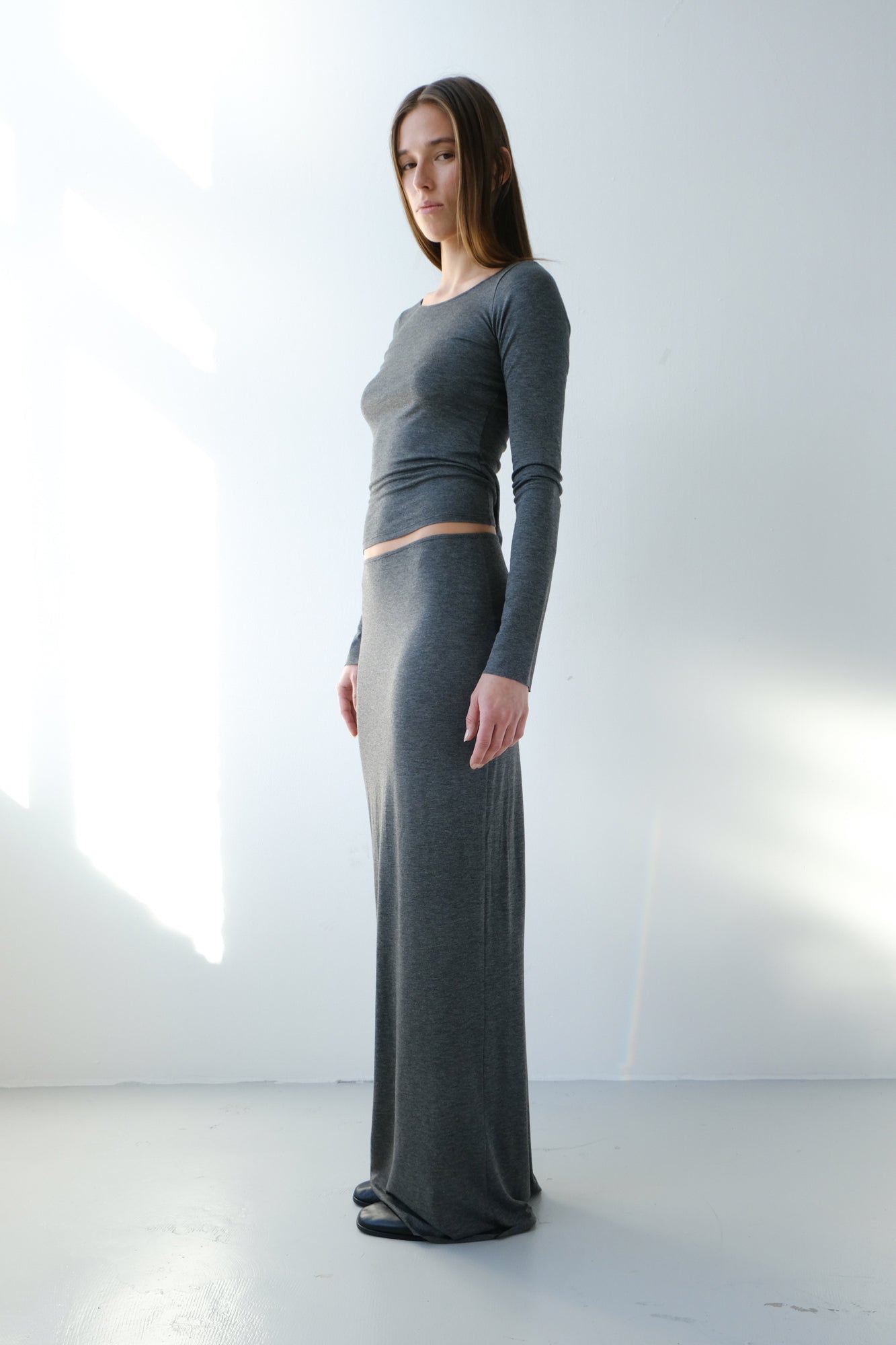 Maxi Column Skirt - grey melange