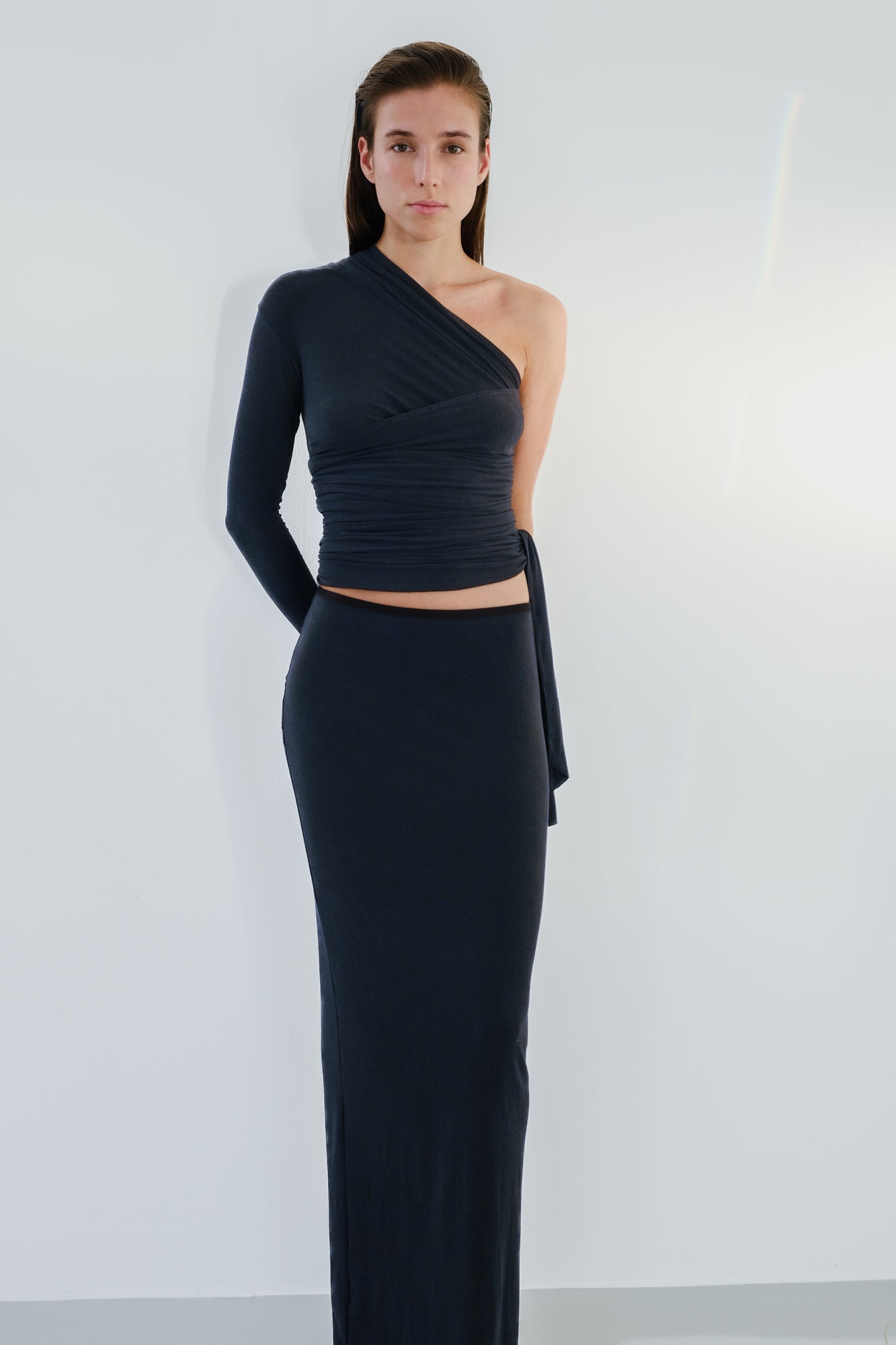 Wrap Long Sleeve Top - Black