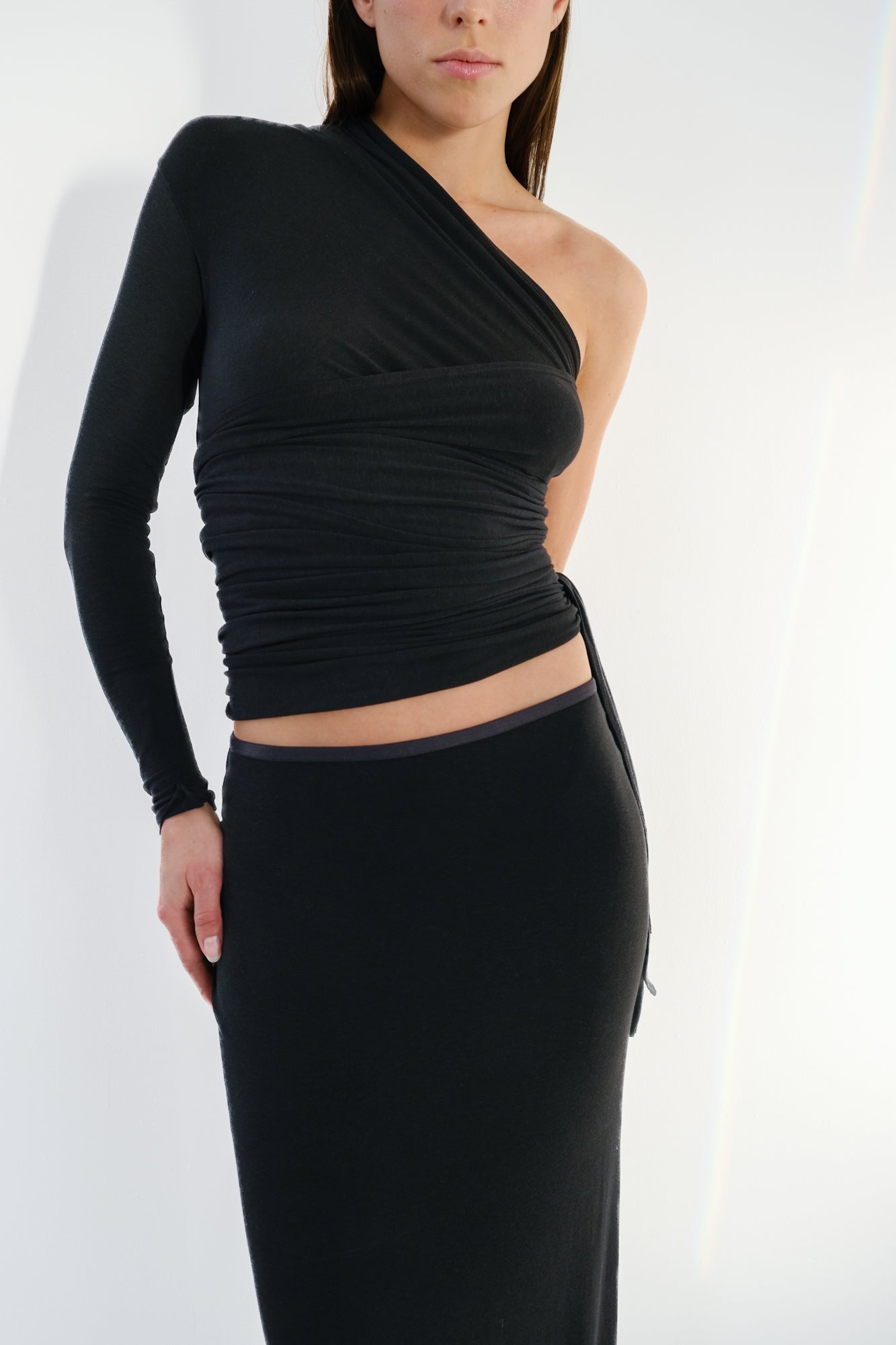 Wrap Long Sleeve Top - Black