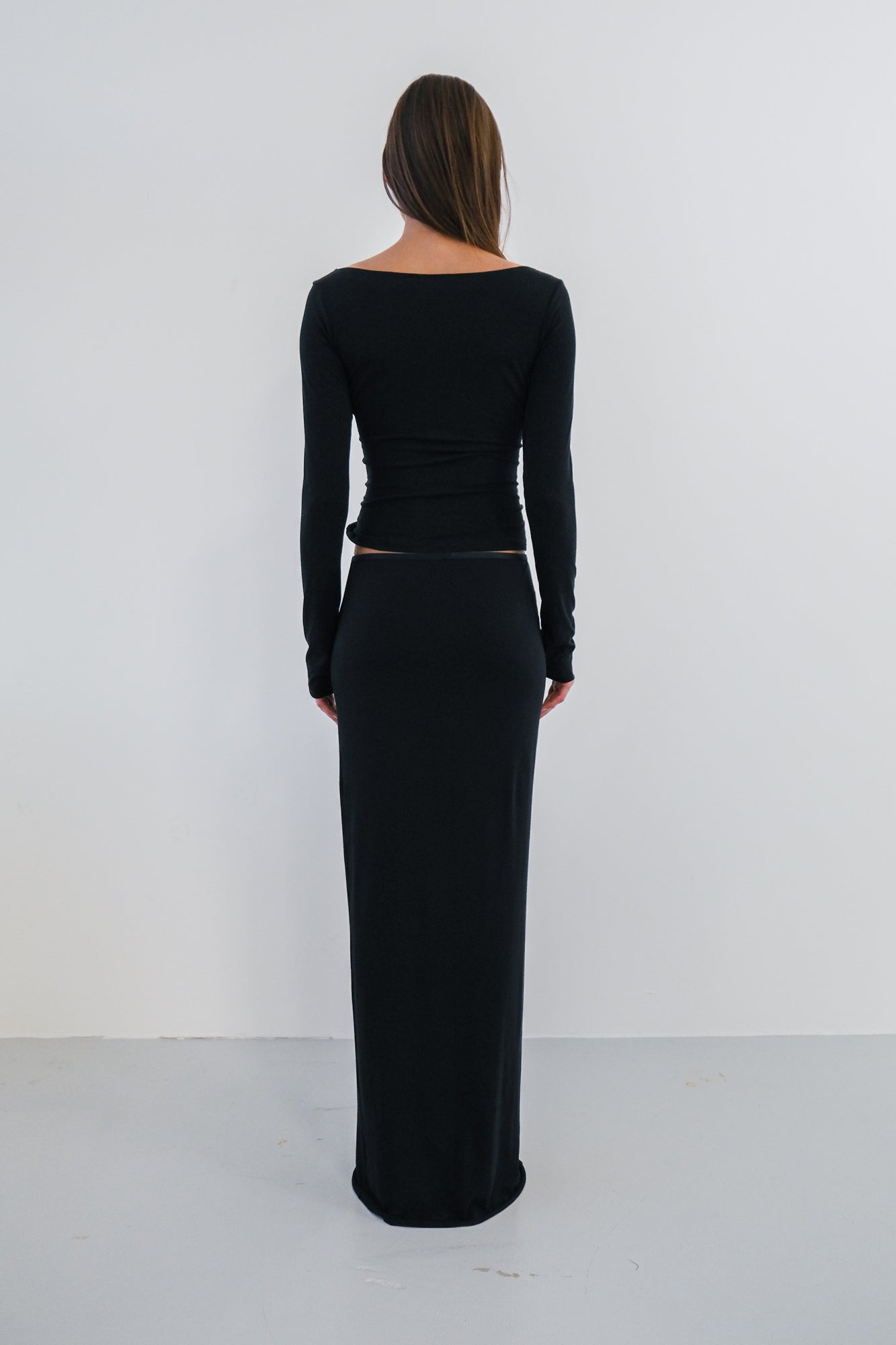 Boatneck Long Sleeve Top - black