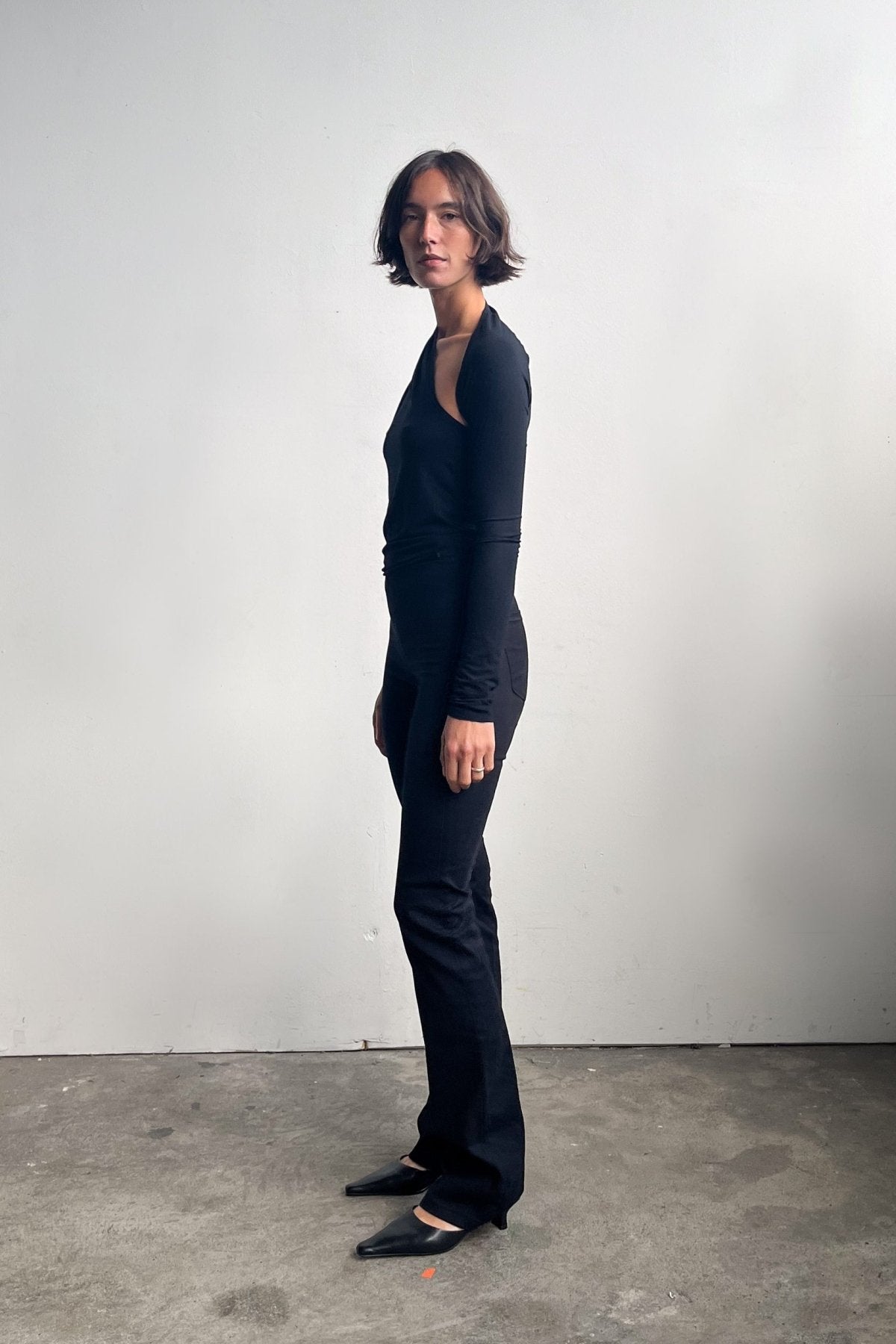 Asymmetric One Sleeve Top - Black - STUDIO MATIS