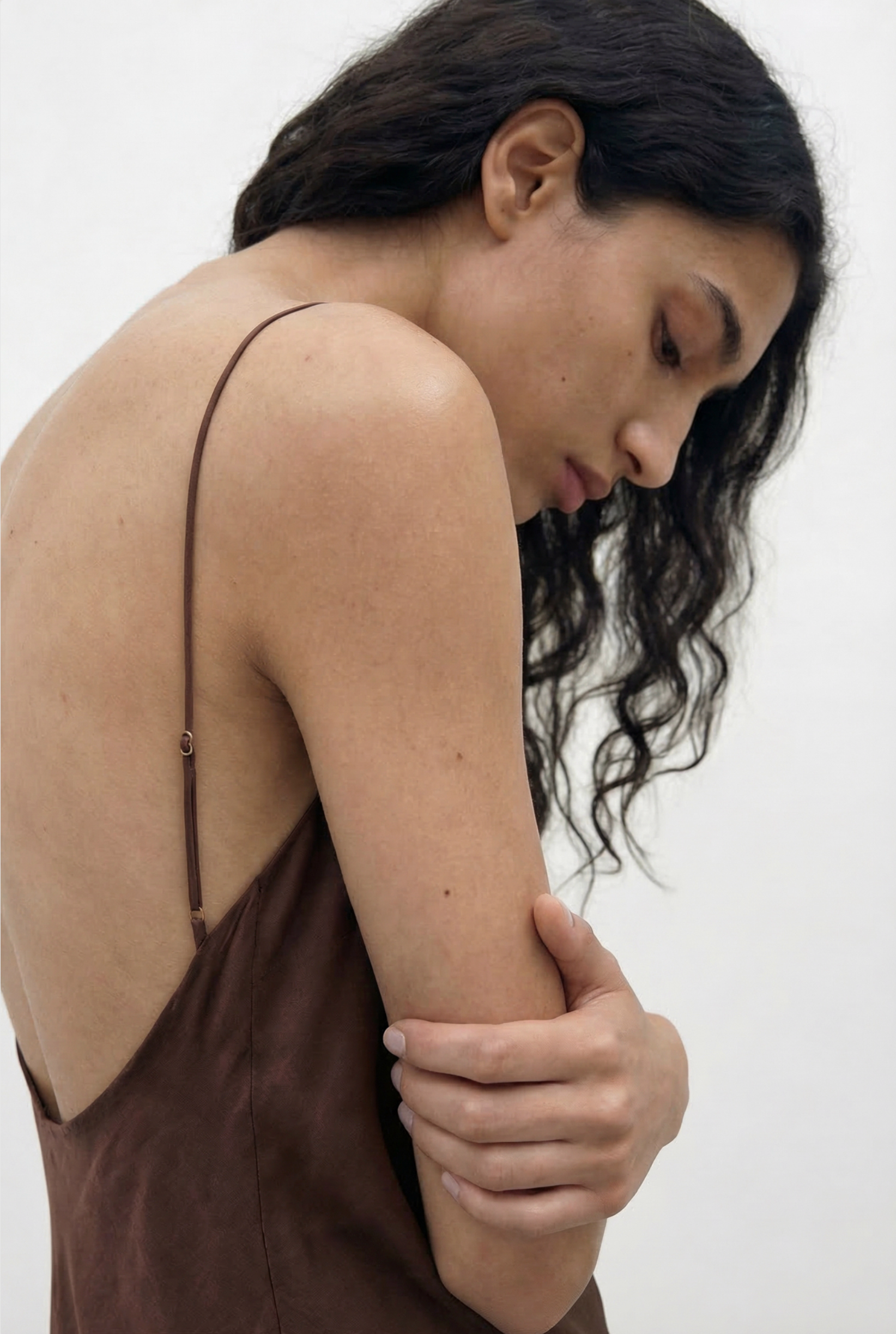 Backless Long Slip Dress - Walnut