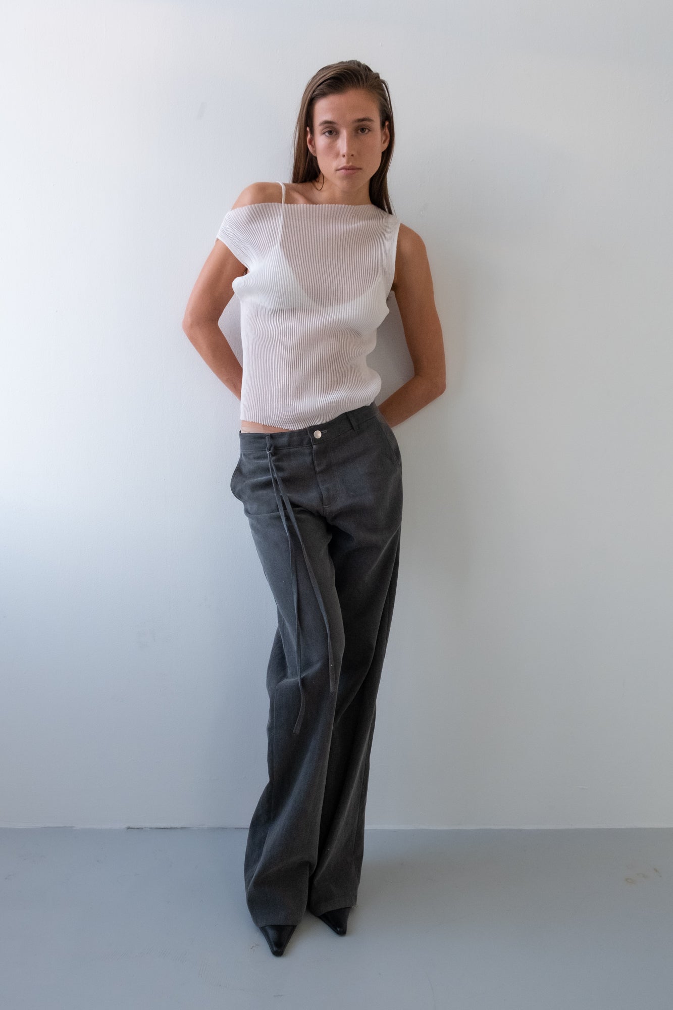 Cotton Plissee Tank - off white