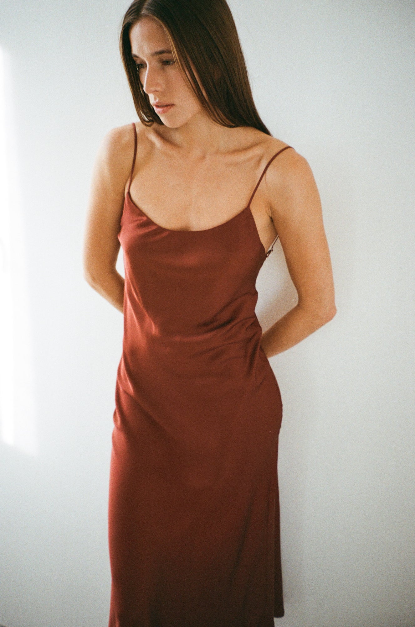 Backless Long Slip Dress - Red