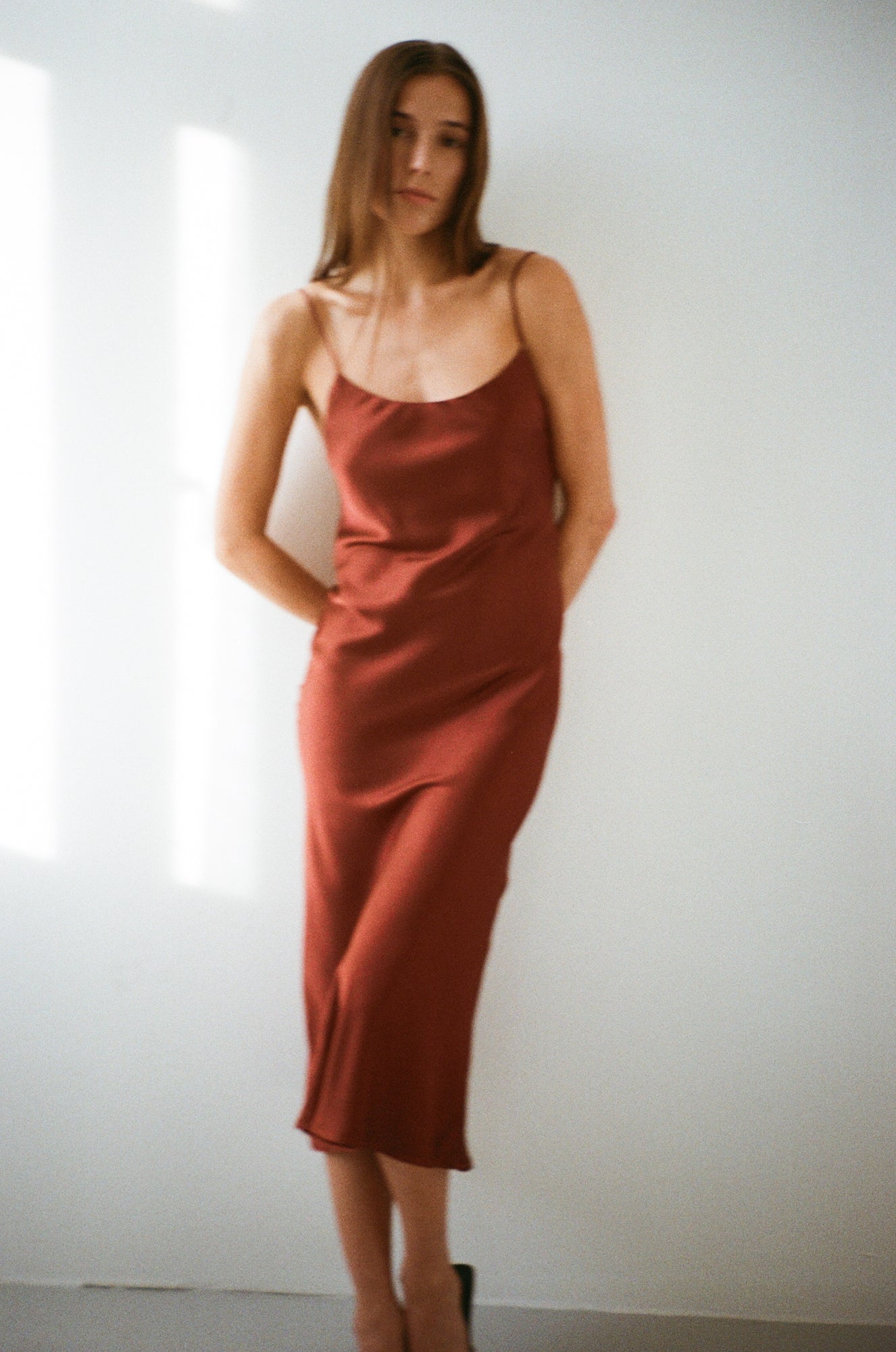 Backless Long Slip Dress - Red