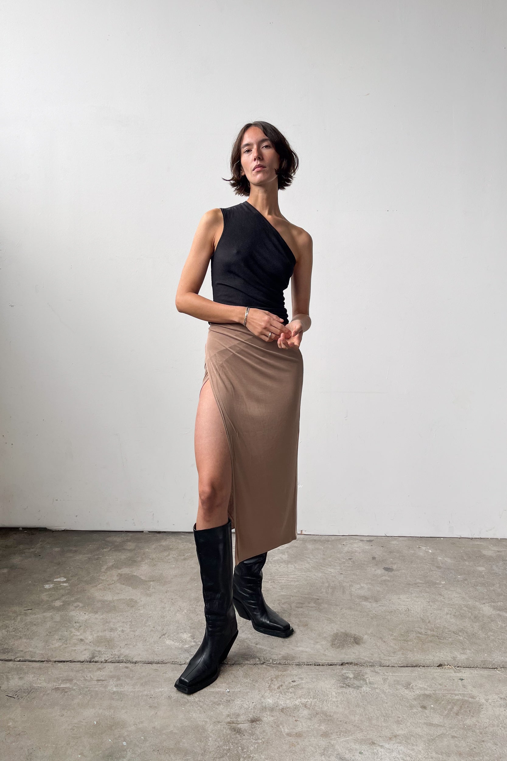 Midi Wrap Skirt - Almond