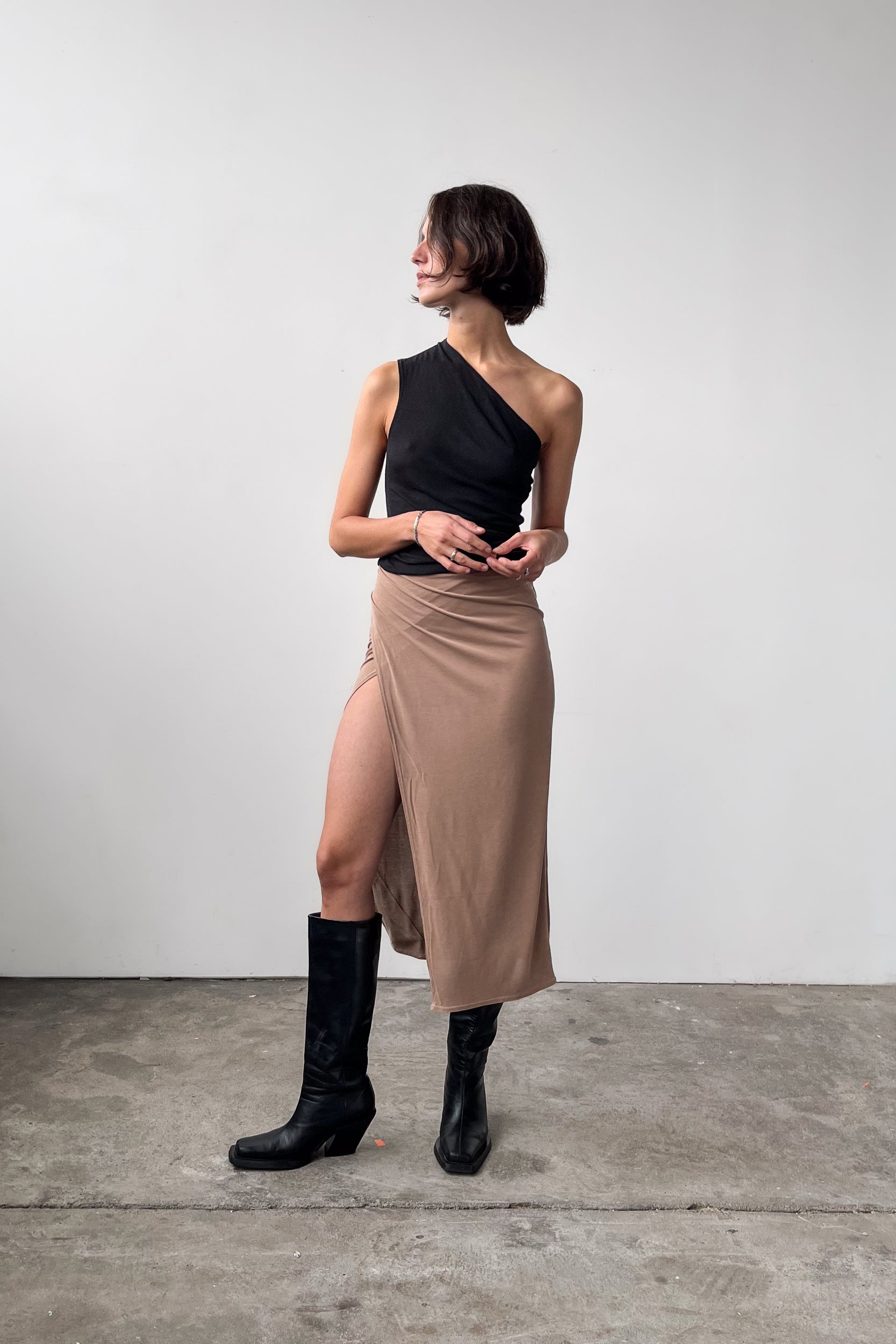 Midi Wrap Skirt - Almond