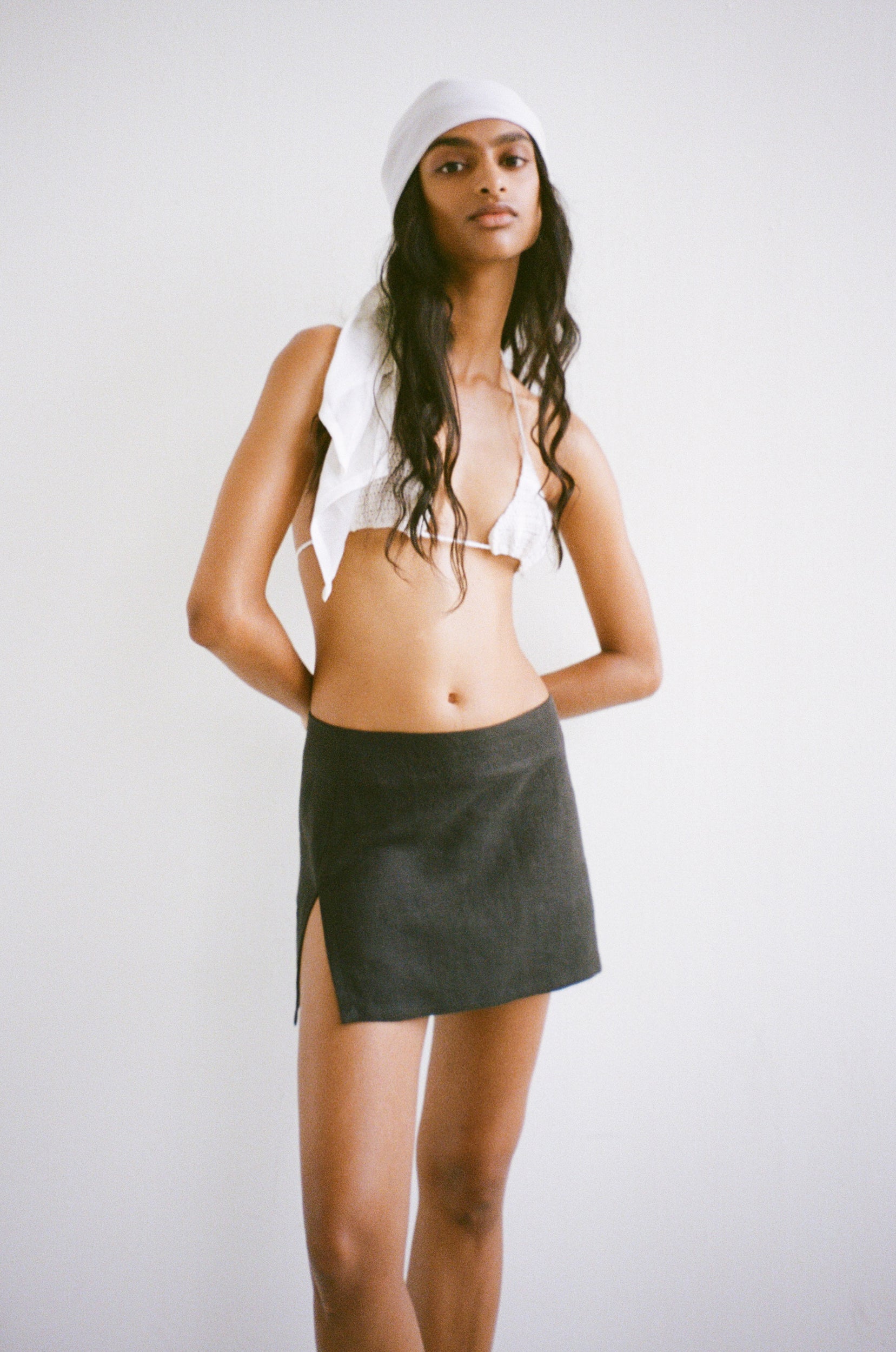 Linen Mini Skirt - Midnight