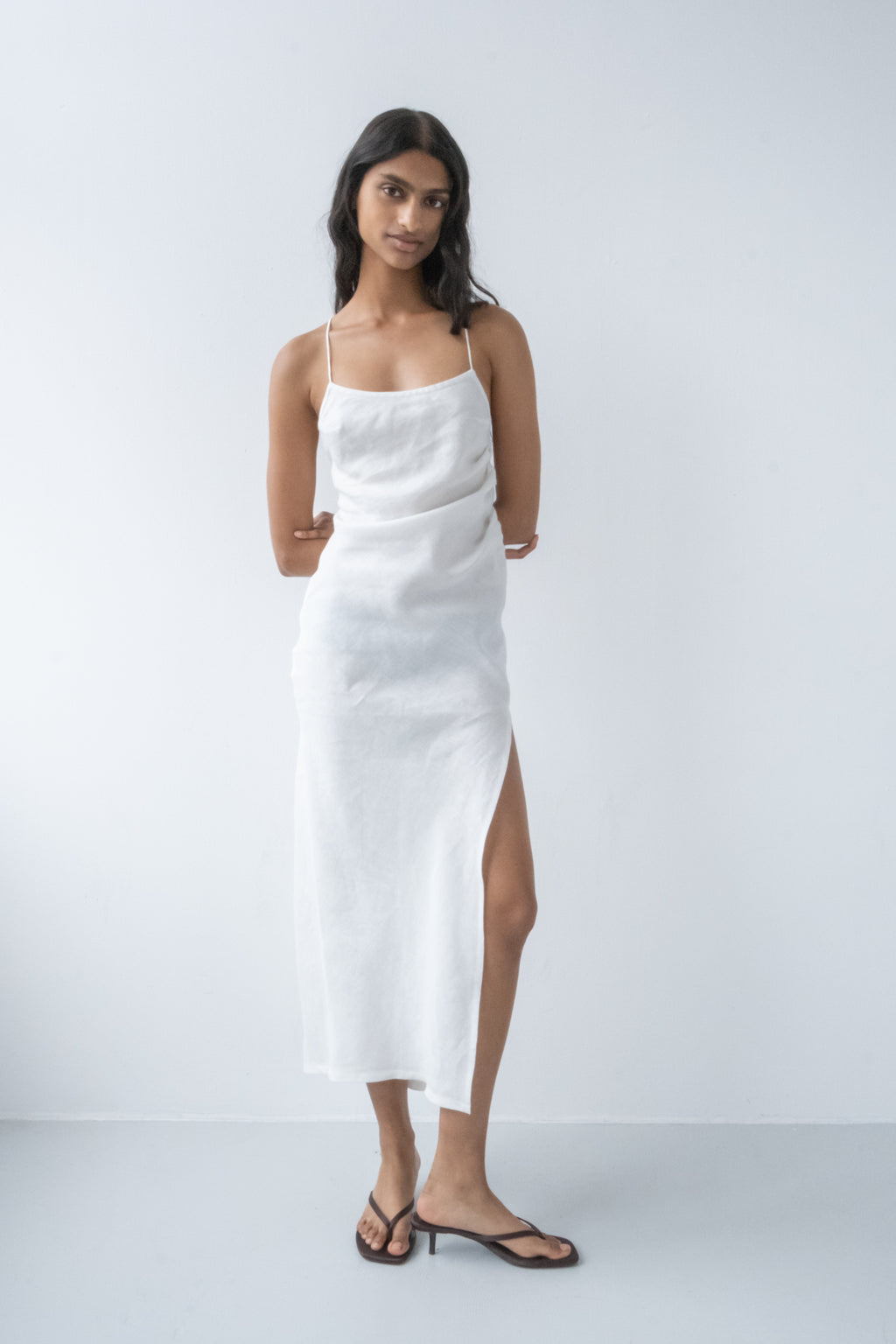 sadey linen dress Side Drape with a gentle A Size:7.5 US Women (4.5 AU/UK) cyber monday Ladies - Black Draped