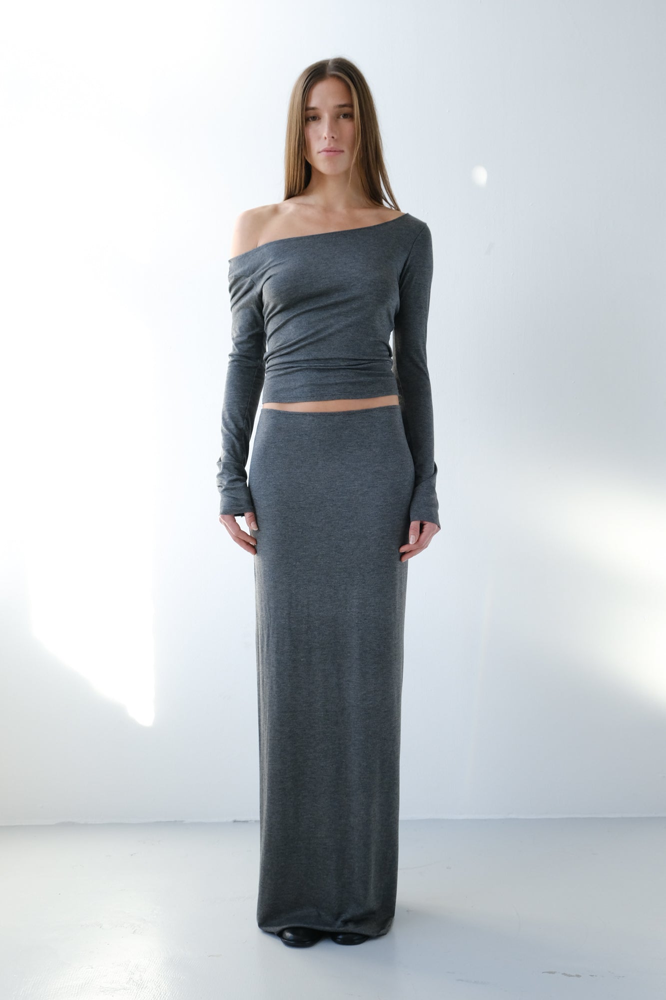 Maxi Column Skirt - grey melange