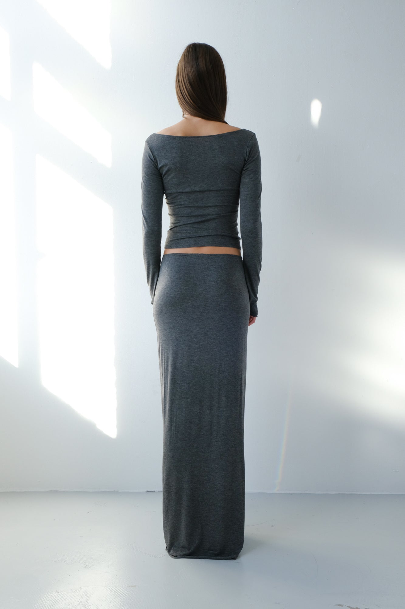 Maxi Column Skirt - grey melange
