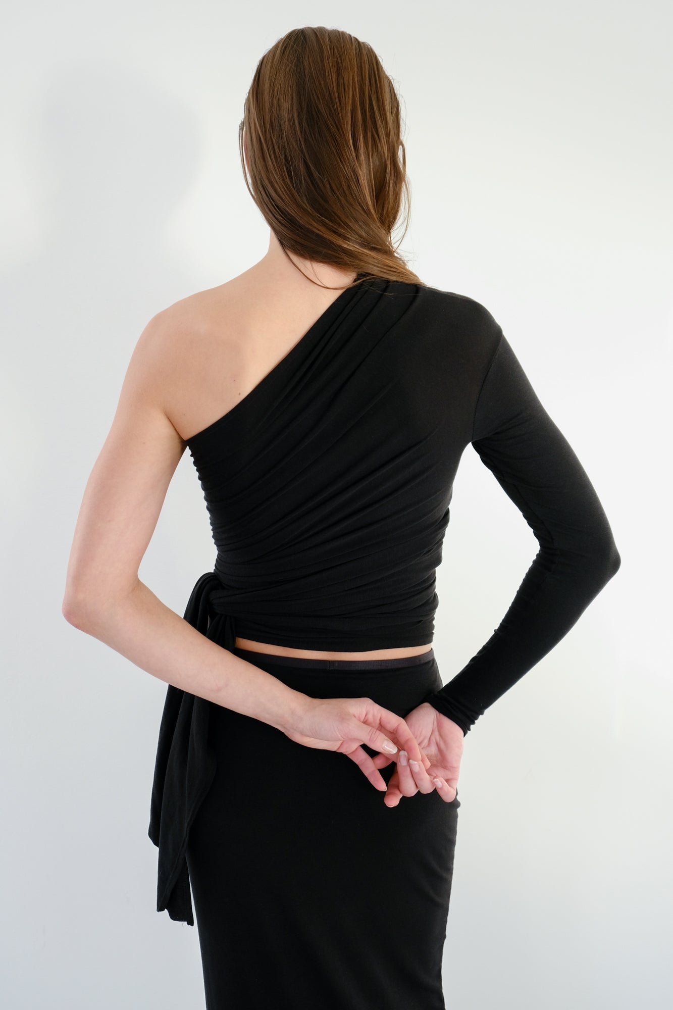 Wrap Long Sleeve Top - Black